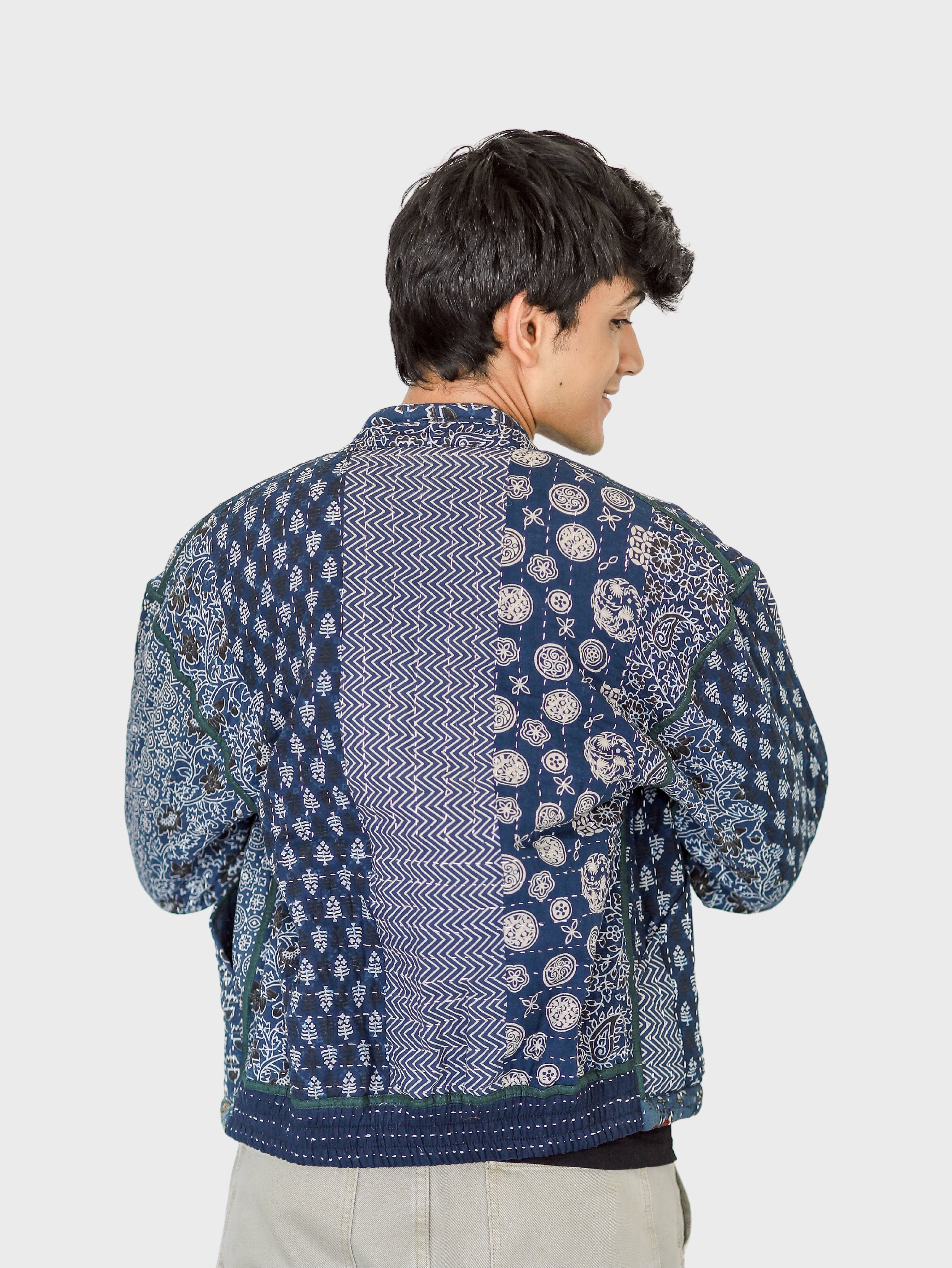 Ruya Ajrakh Print Reversible Bomber Jacket