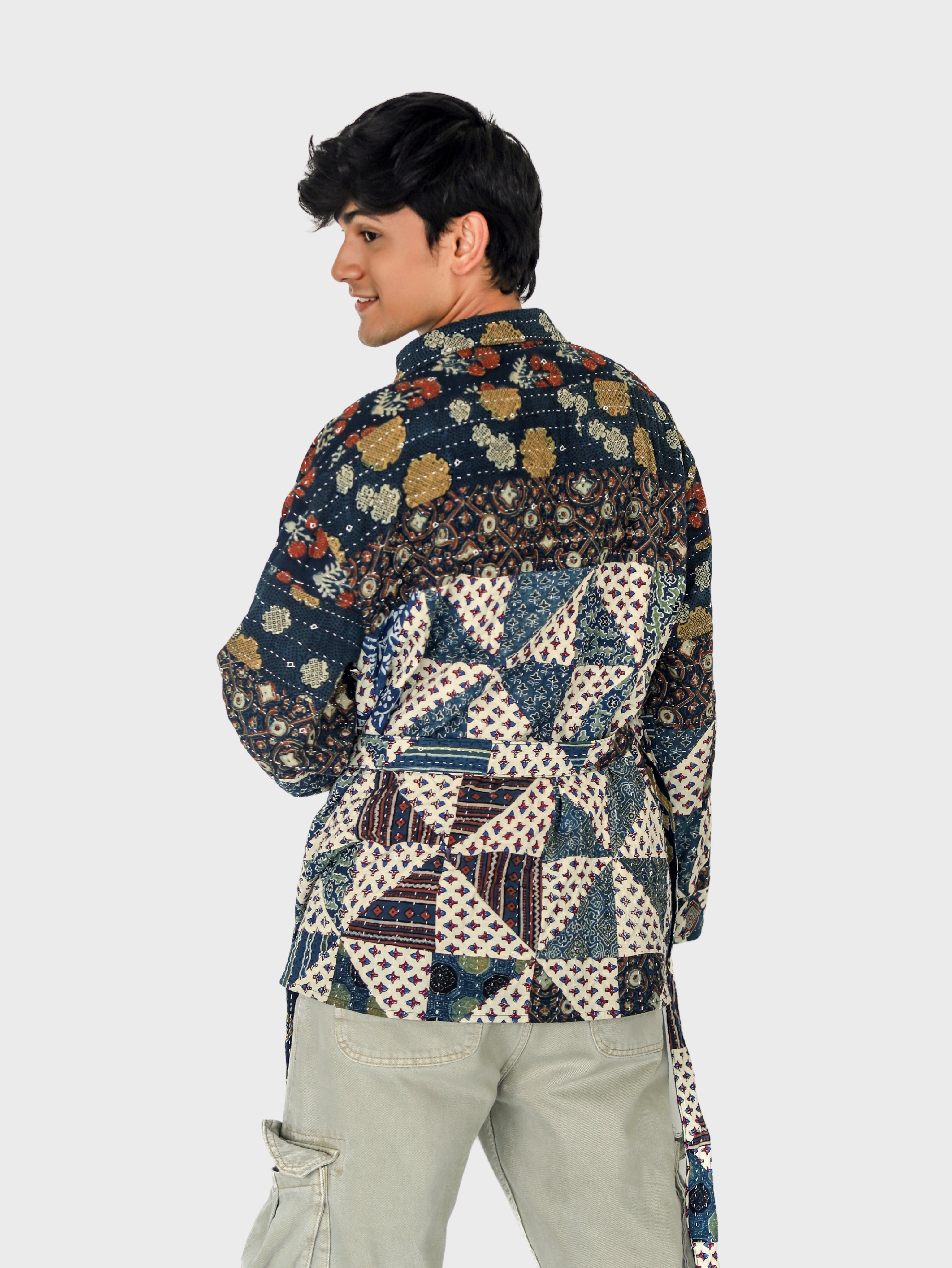 Avah Ajrakh Print Reversible Shrug Jacket