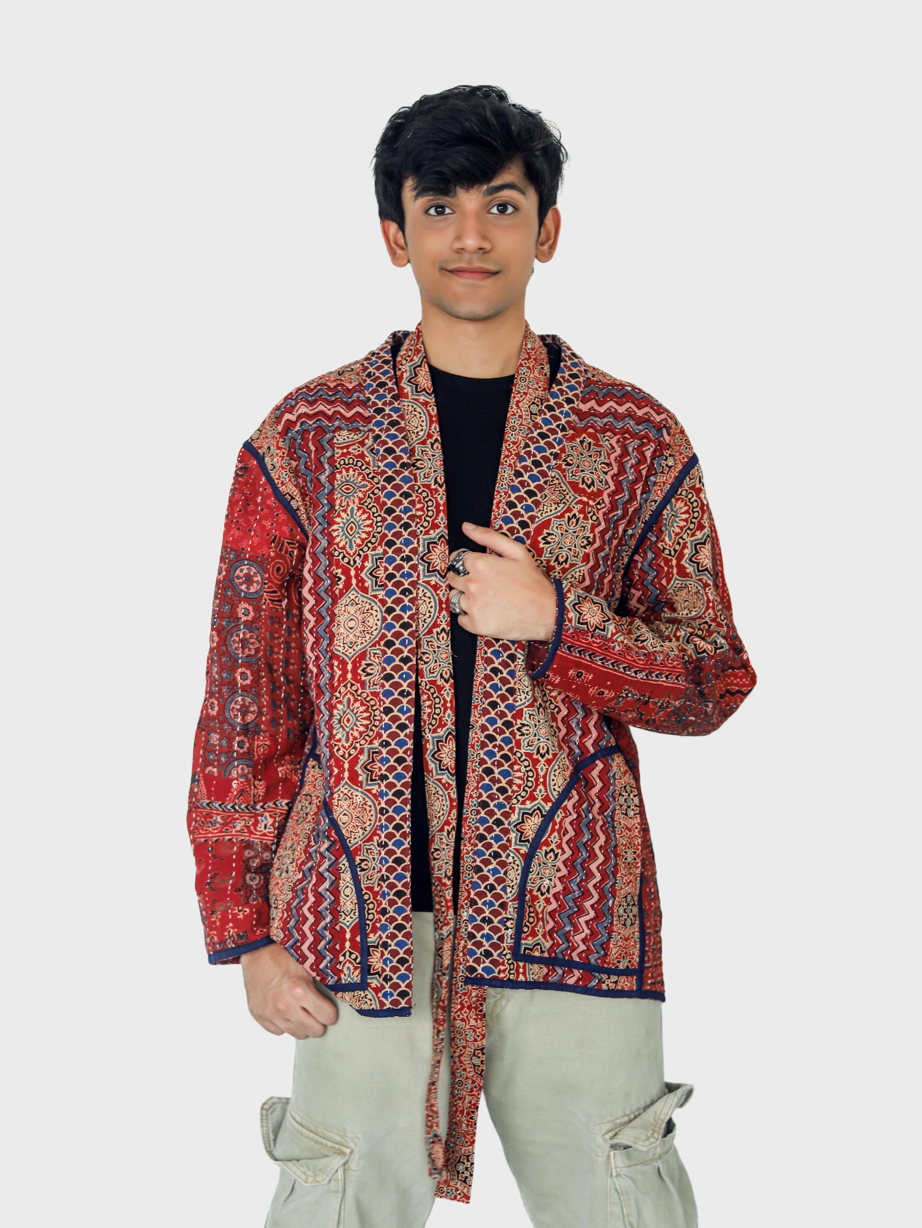 Ramya Ajrakh Print Reversible Shrug Jacket