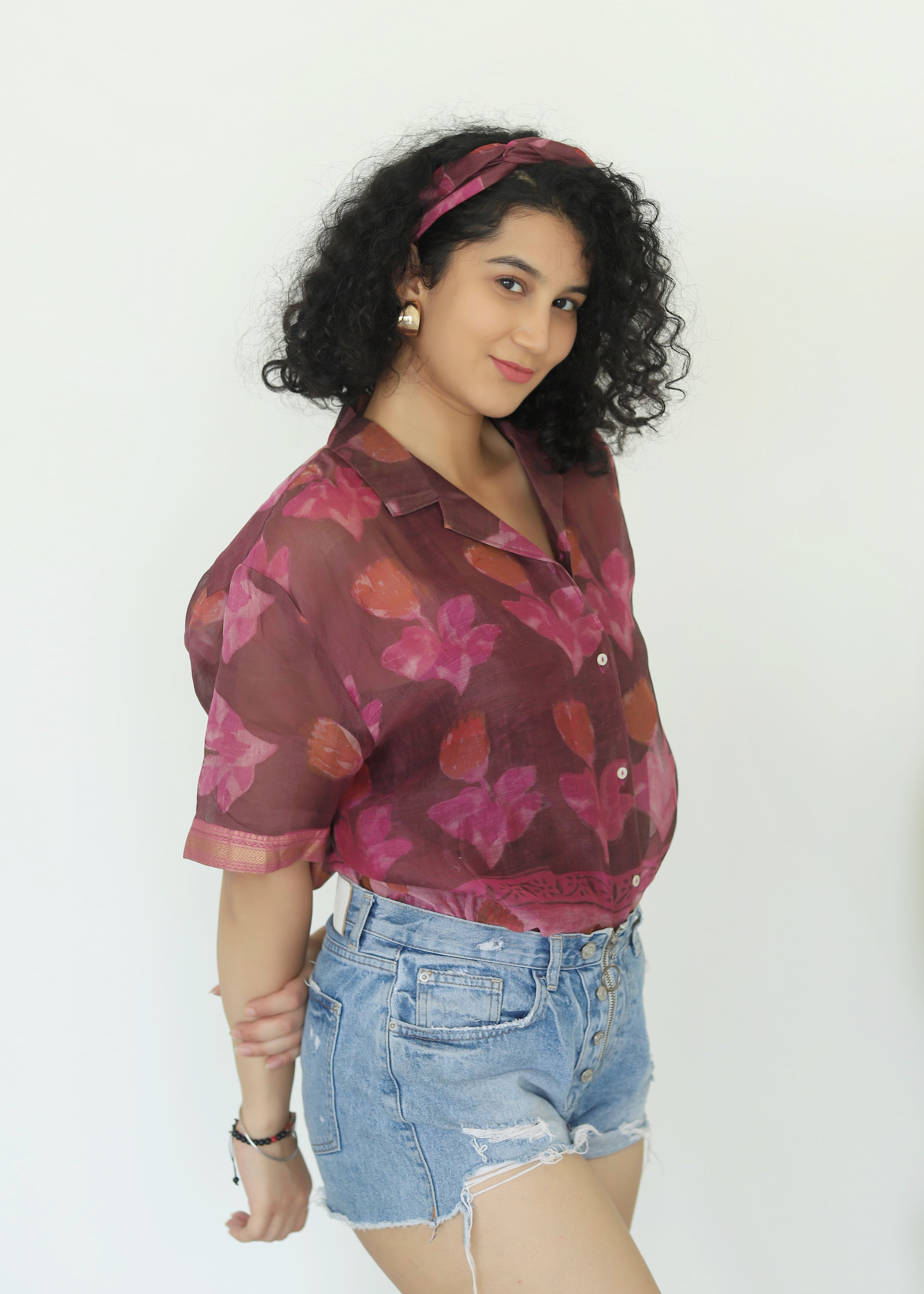 Rihla Ajrakh Print Silk Unisex Shirt