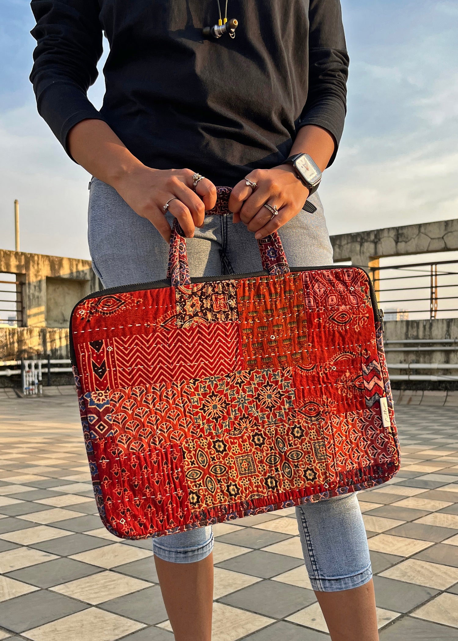 OCHAD - Ajrakh Patchwork Laptop Bag