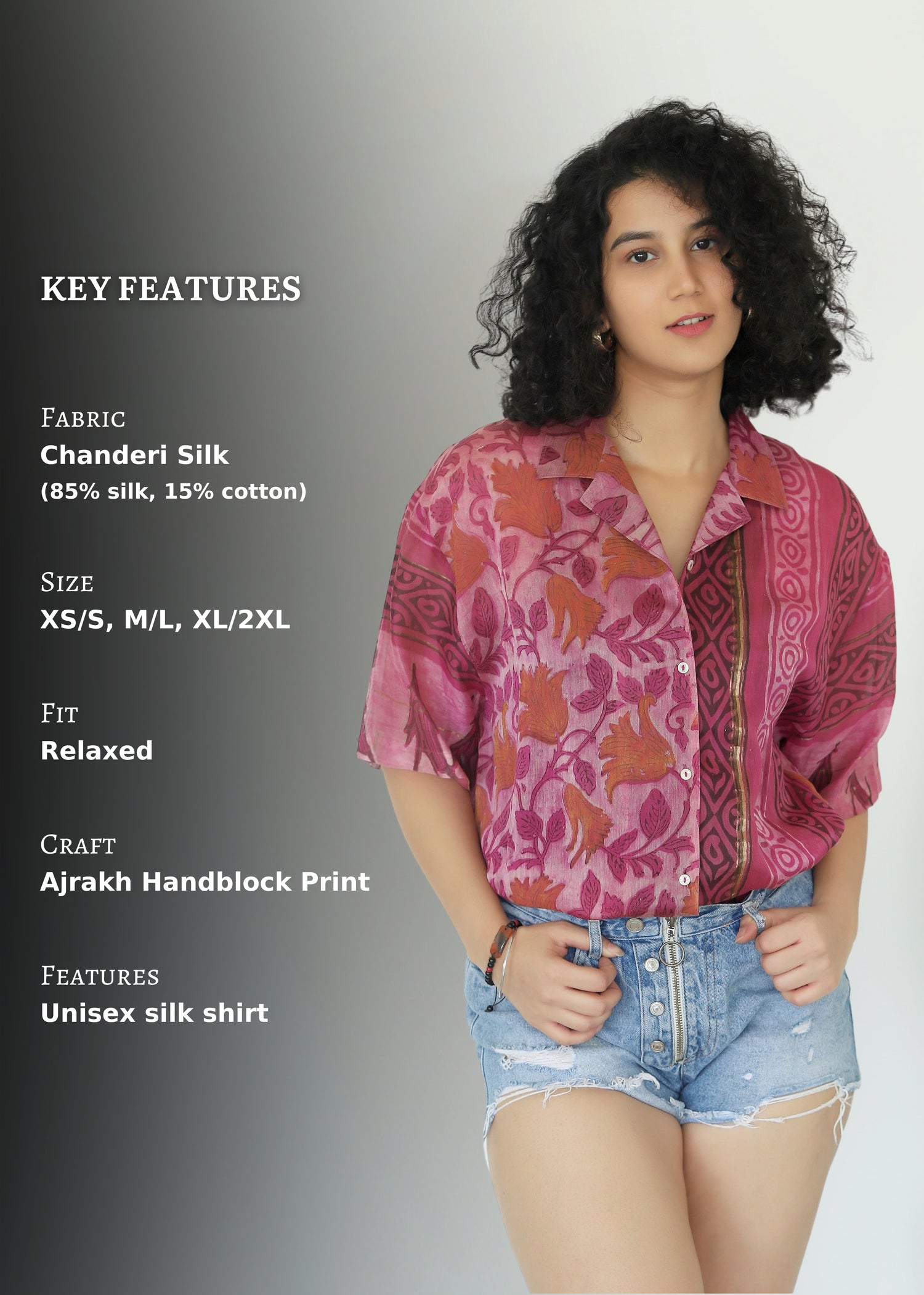 Sehba Ajrakh Print Silk Unisex Shirt