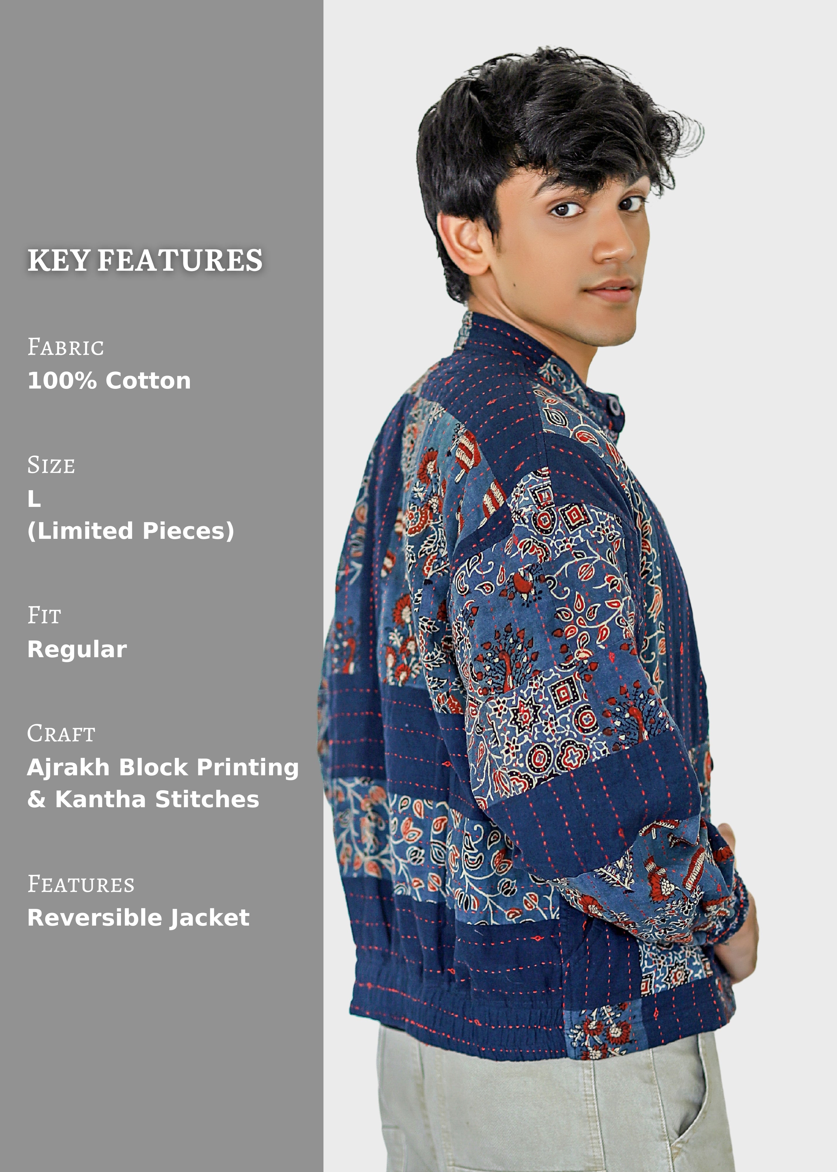 Anjum Ajrakh Print Reversible Bomber Jacket