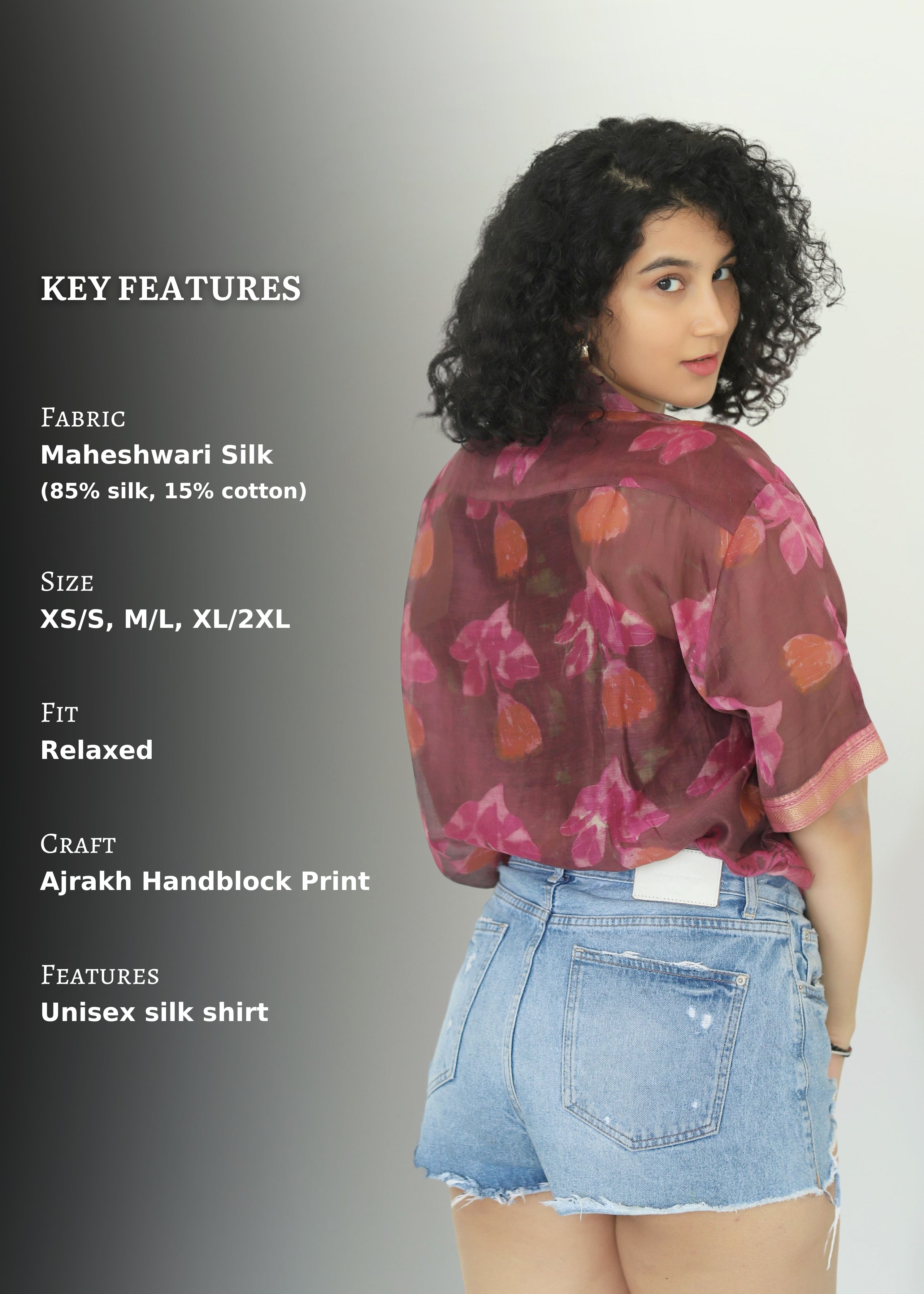 Rihla Ajrakh Print Silk Unisex Shirt