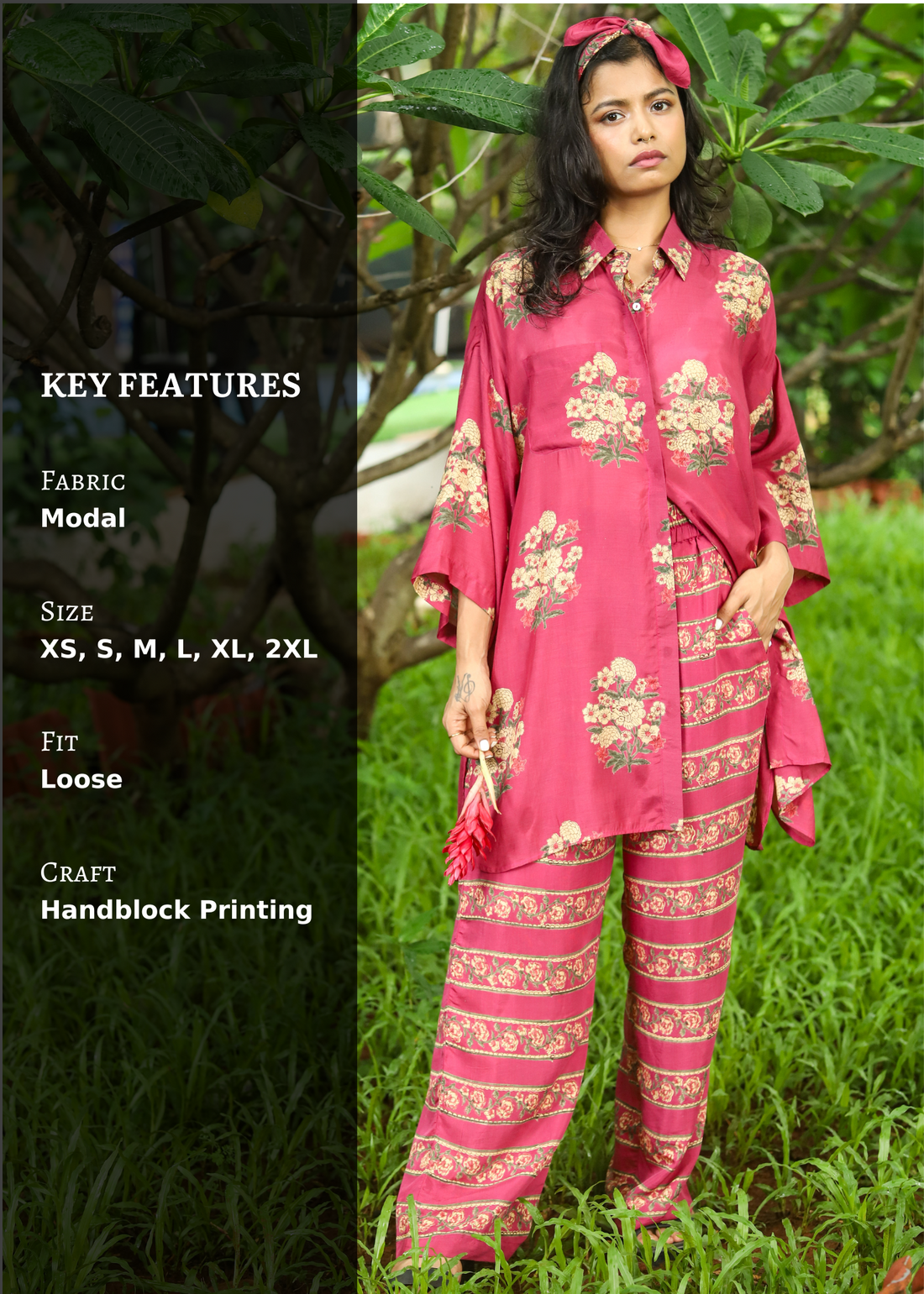 Set of 2 - Noor Modal Tunic Shirt and Palazzos with Headband