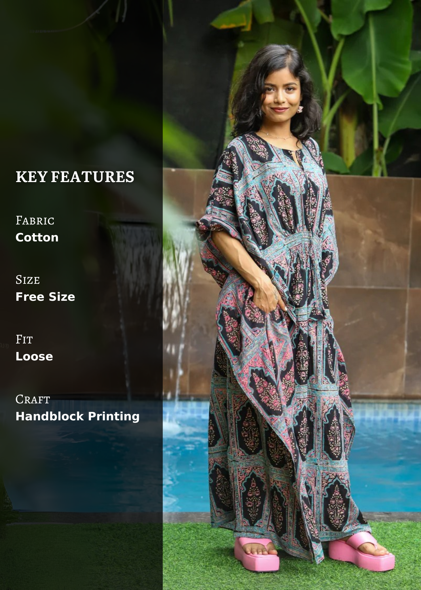 Jharoka Handblock Printed Cotton Kaftan