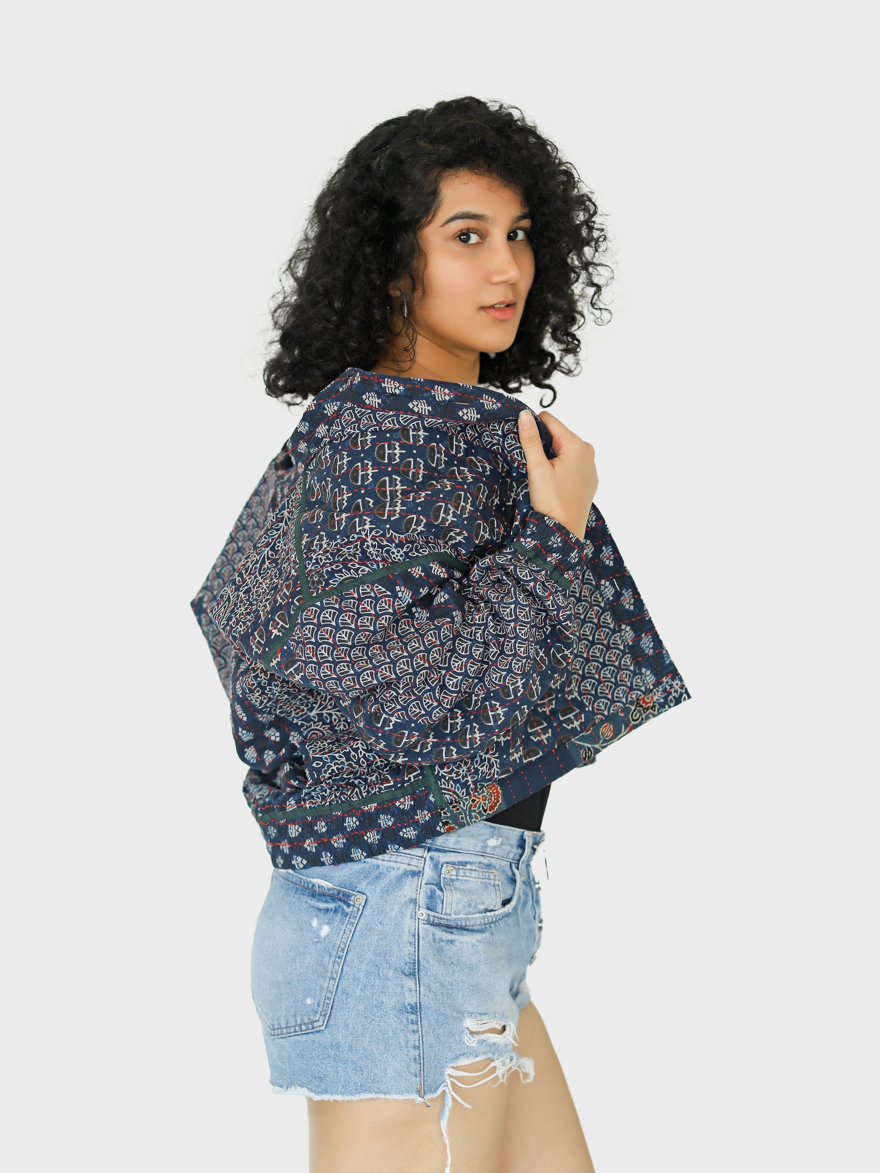 Anjum Ajrakh Print Reversible Bomber Jacket