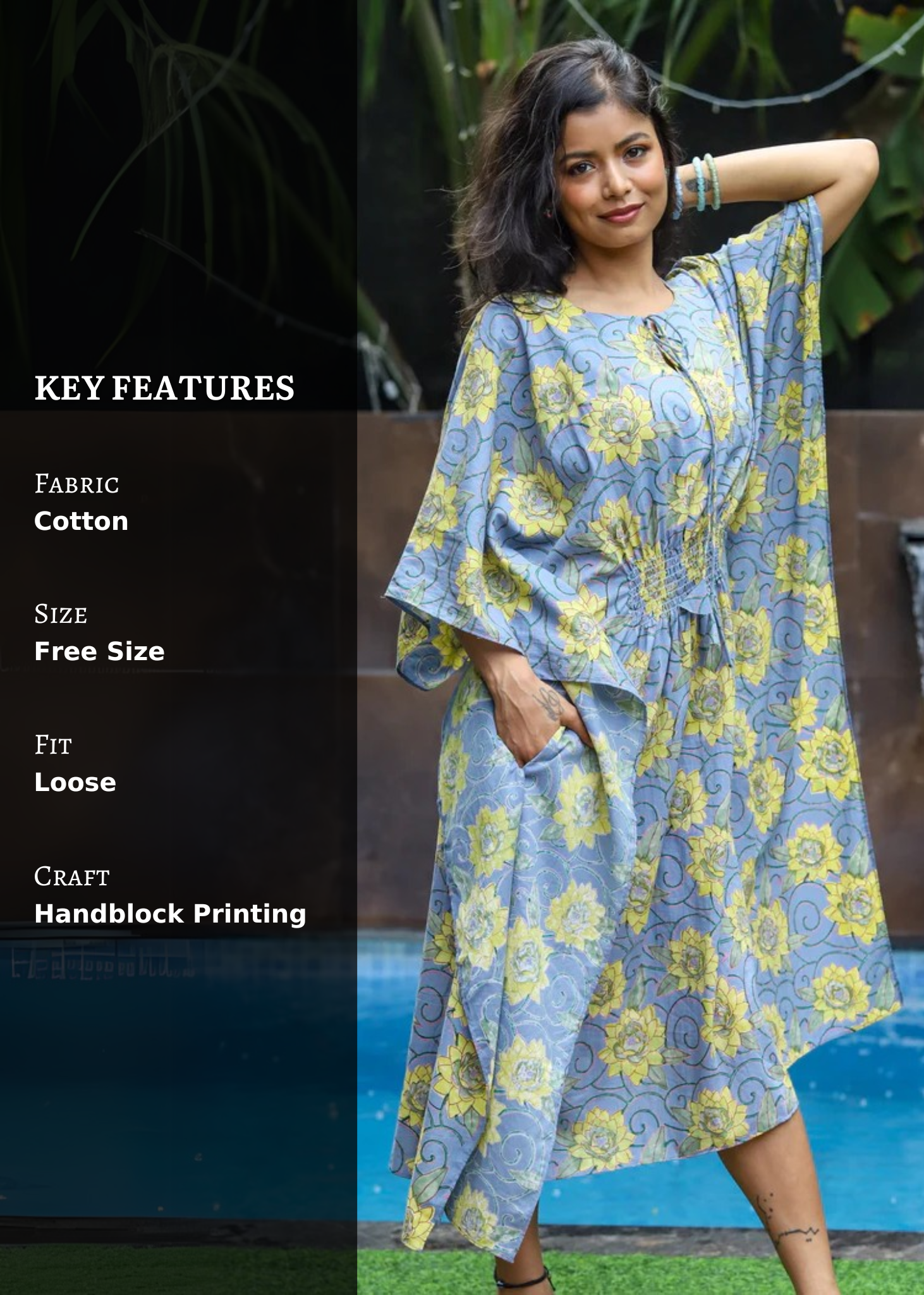 Kamal Handblock Printed Cotton Kaftan