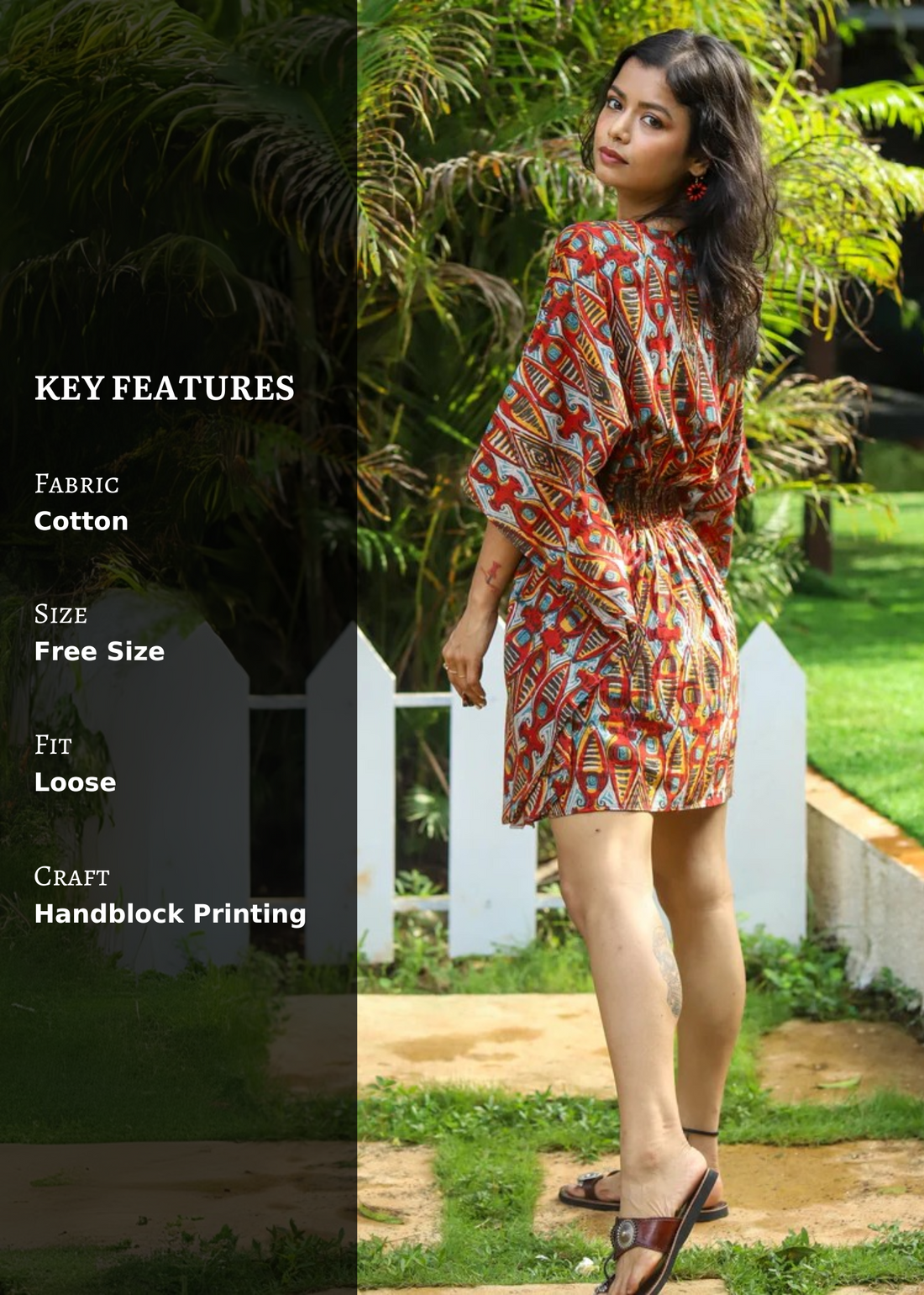 Almas Handblock Printed Short Kaftan Dress