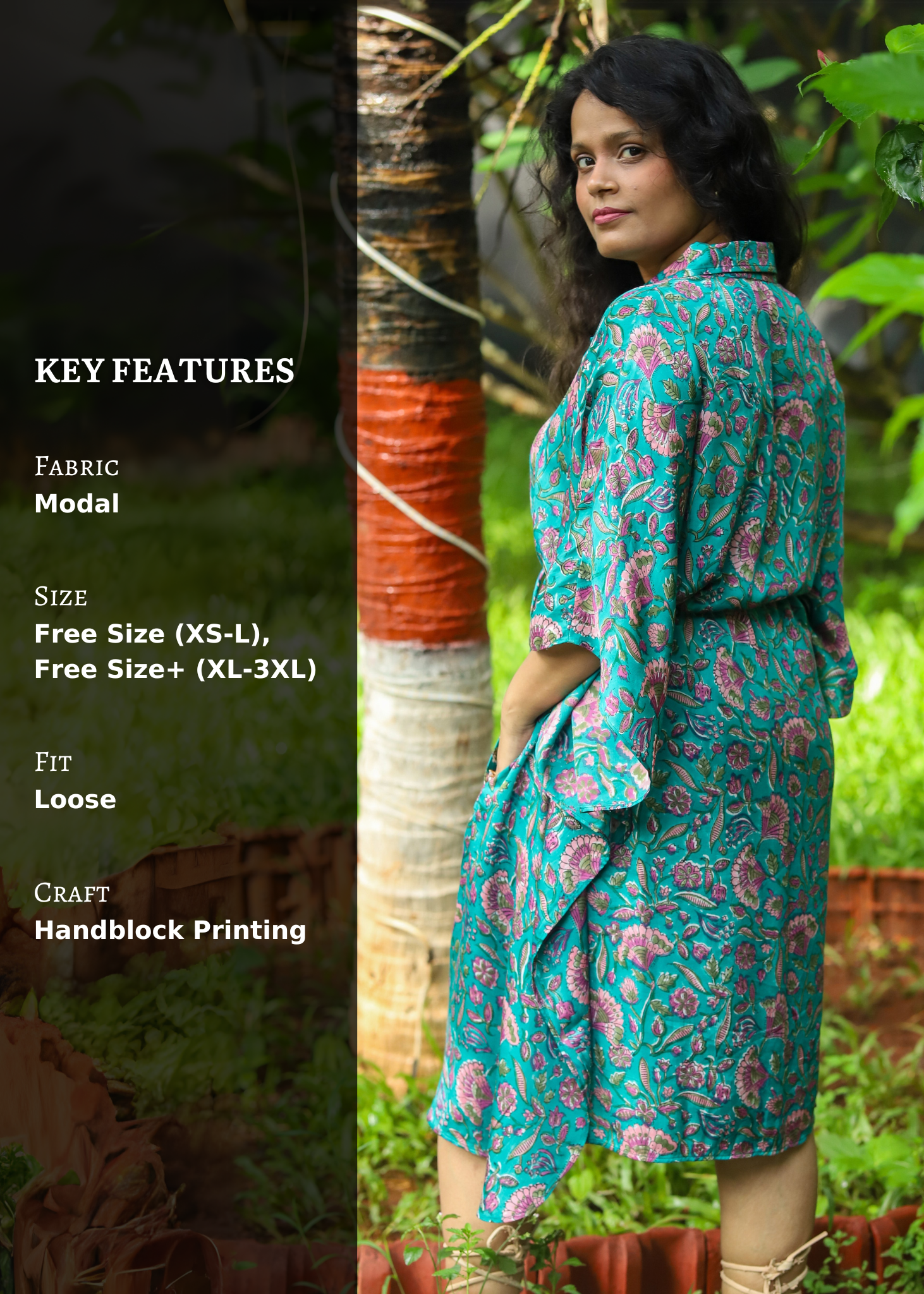 Misha Block Printed Modal Kaftan Shirt Dress