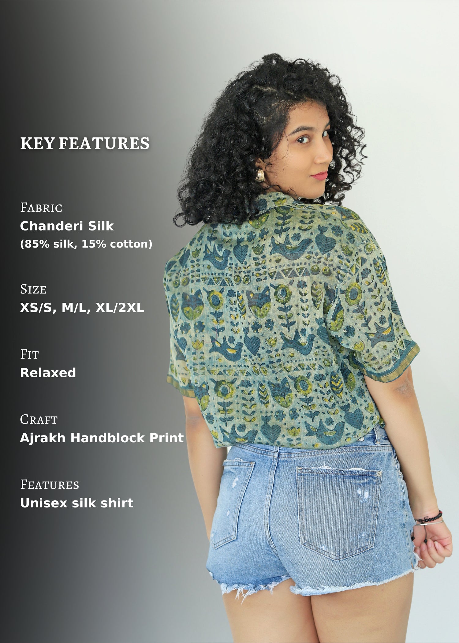 Zareen Ajrakh Print Silk Unisex Shirt