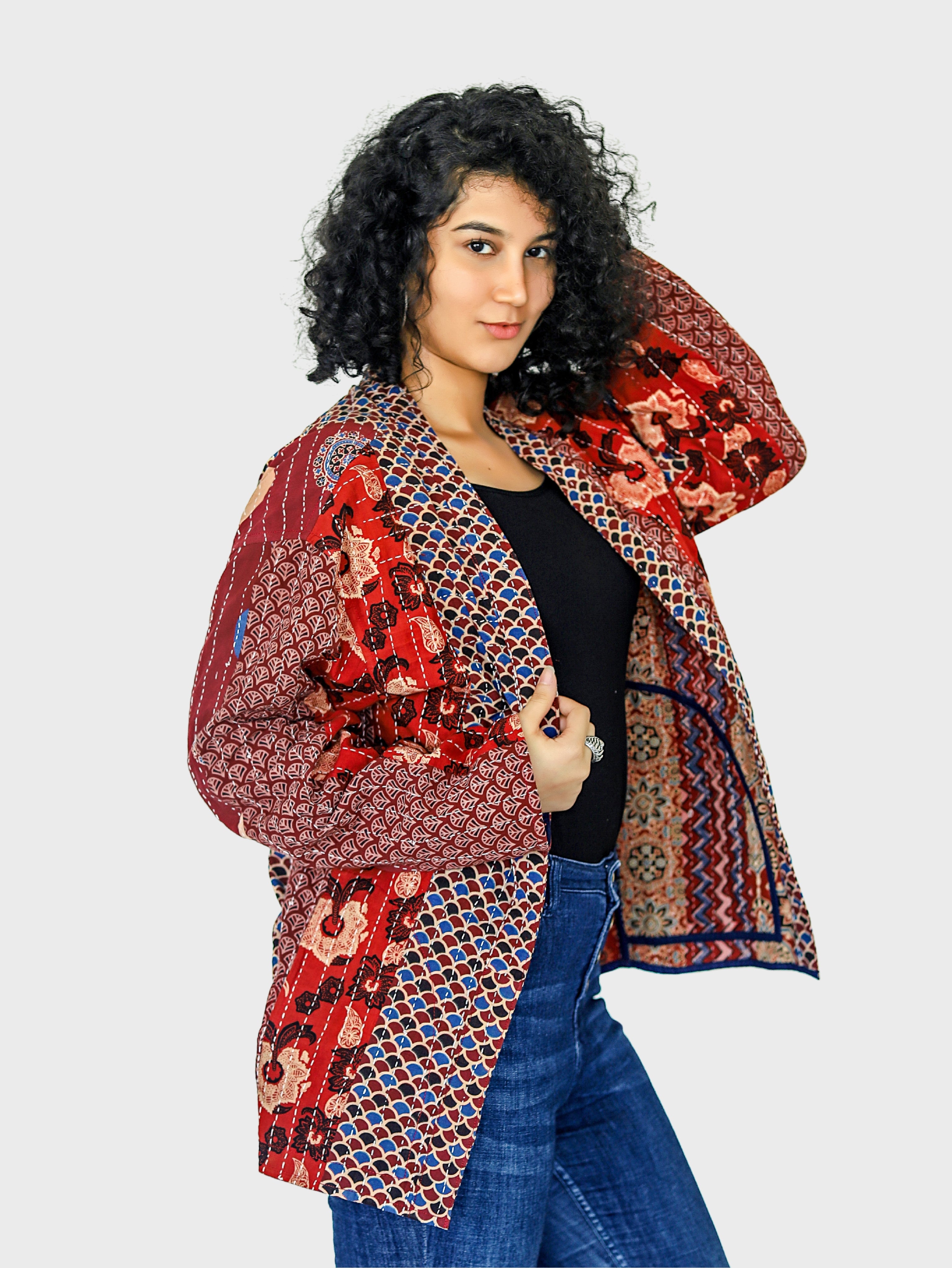 Ramya Ajrakh Print Reversible Shrug Jacket