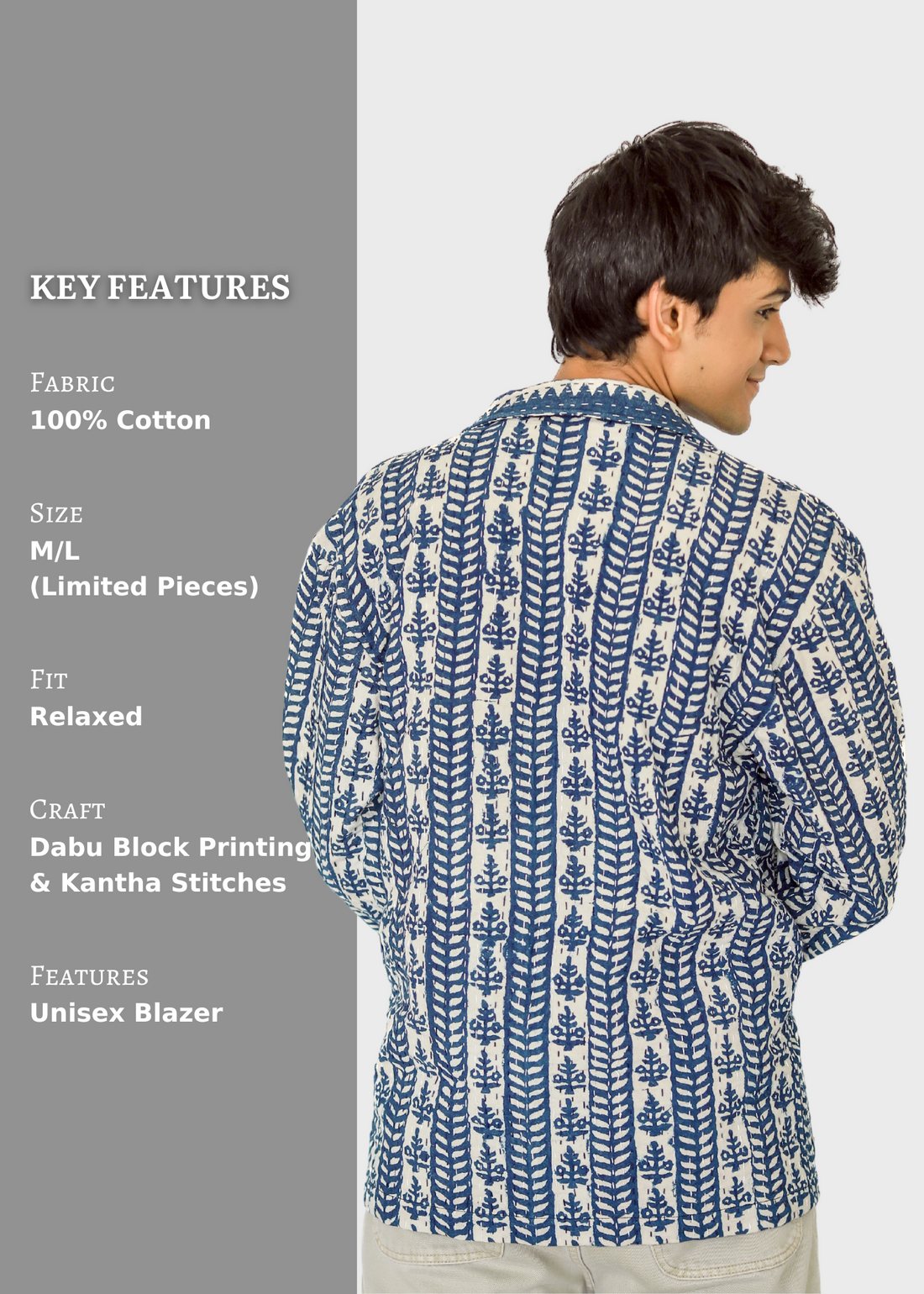 Arsh Dabu Block Print Unisex Blazer