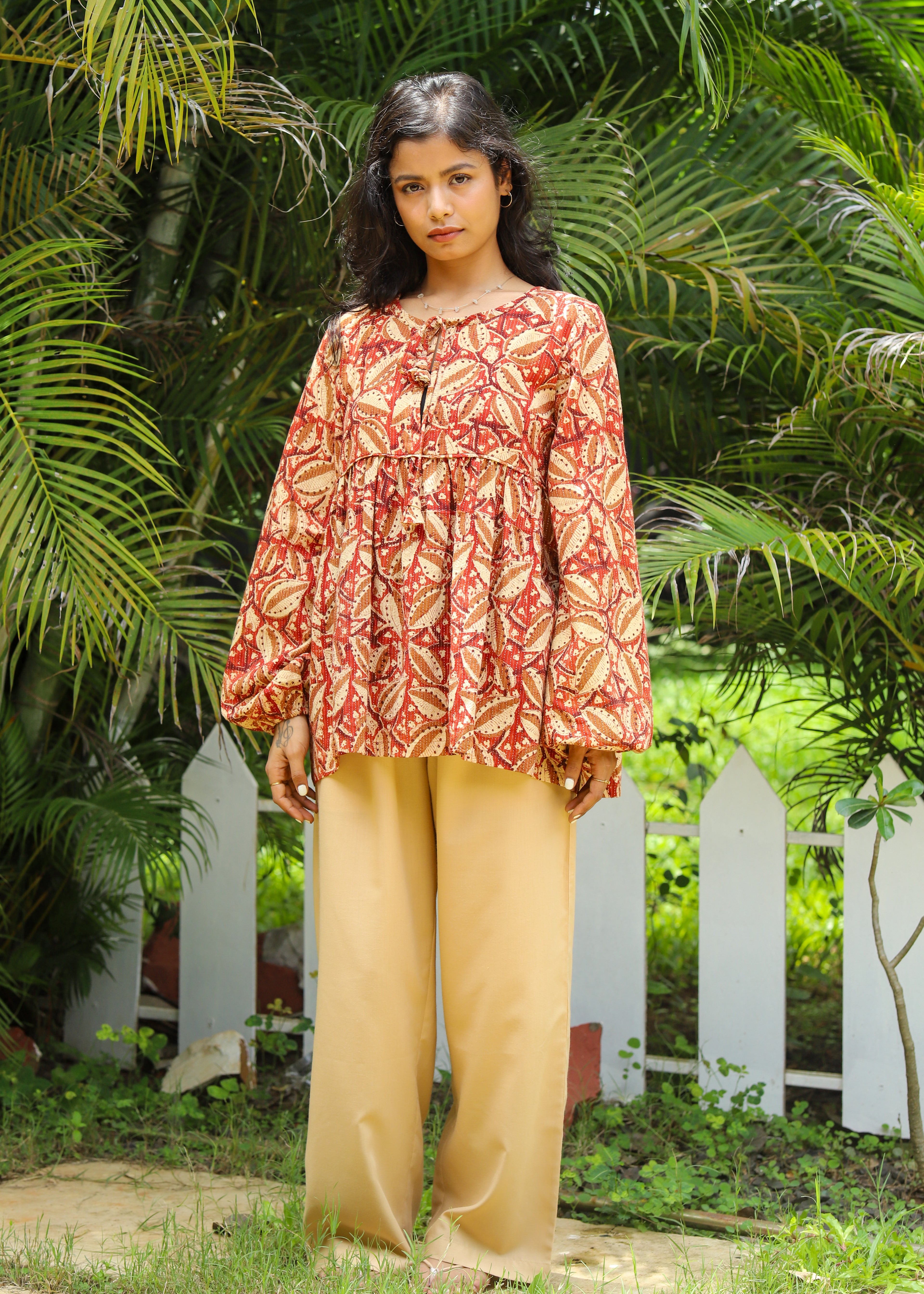 Saba Flared Top with Balloon Sleeves