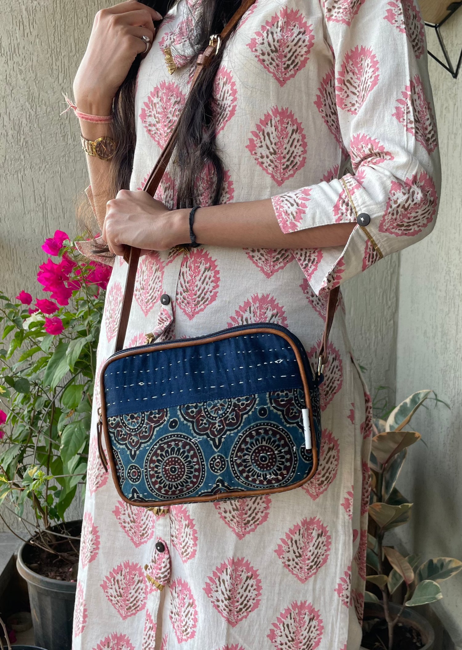 RAMAYA - Ajrakh Printed Mashru Sling Bag