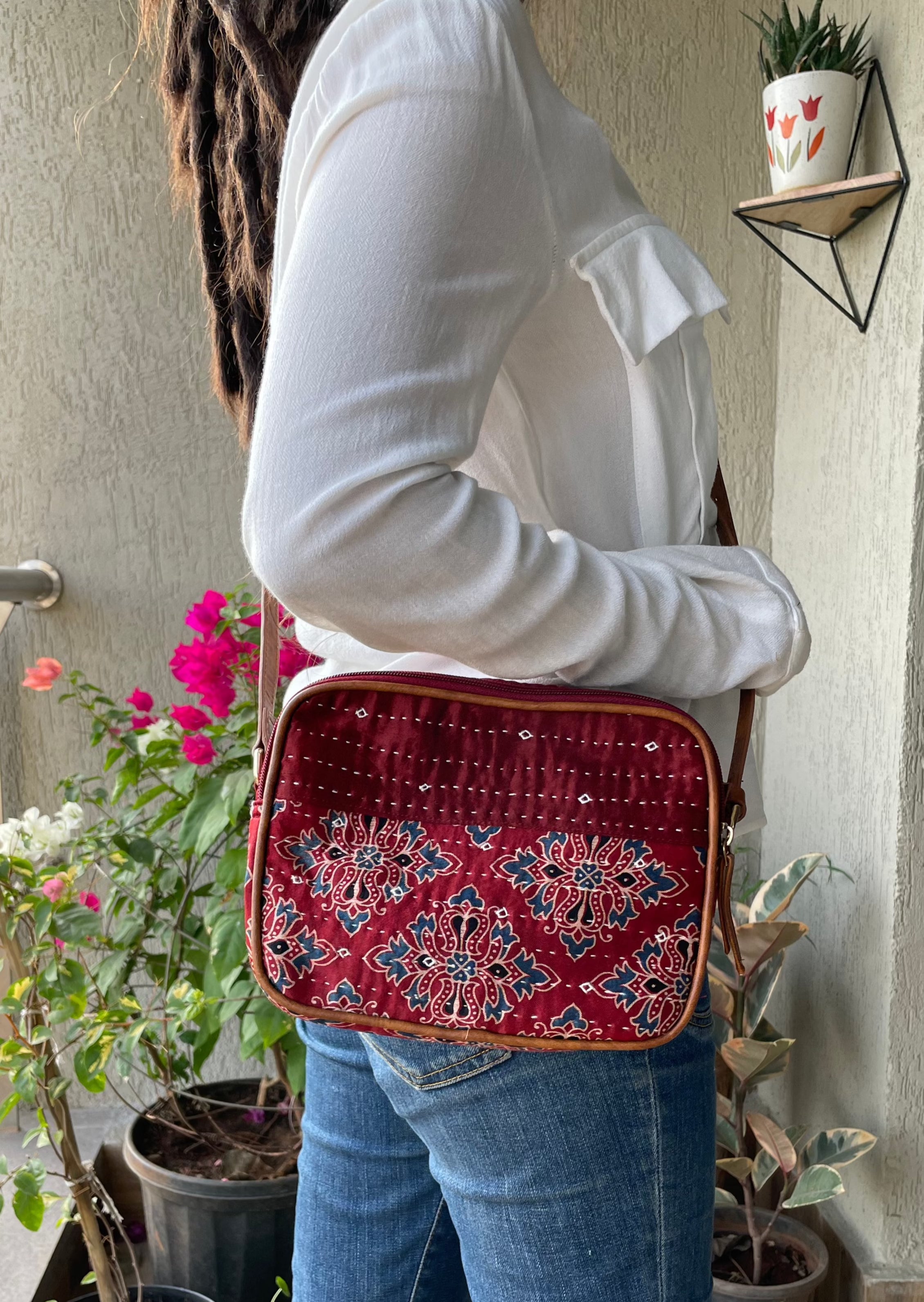 RAMAYA - Ajrakh Printed Mashru Sling Bag