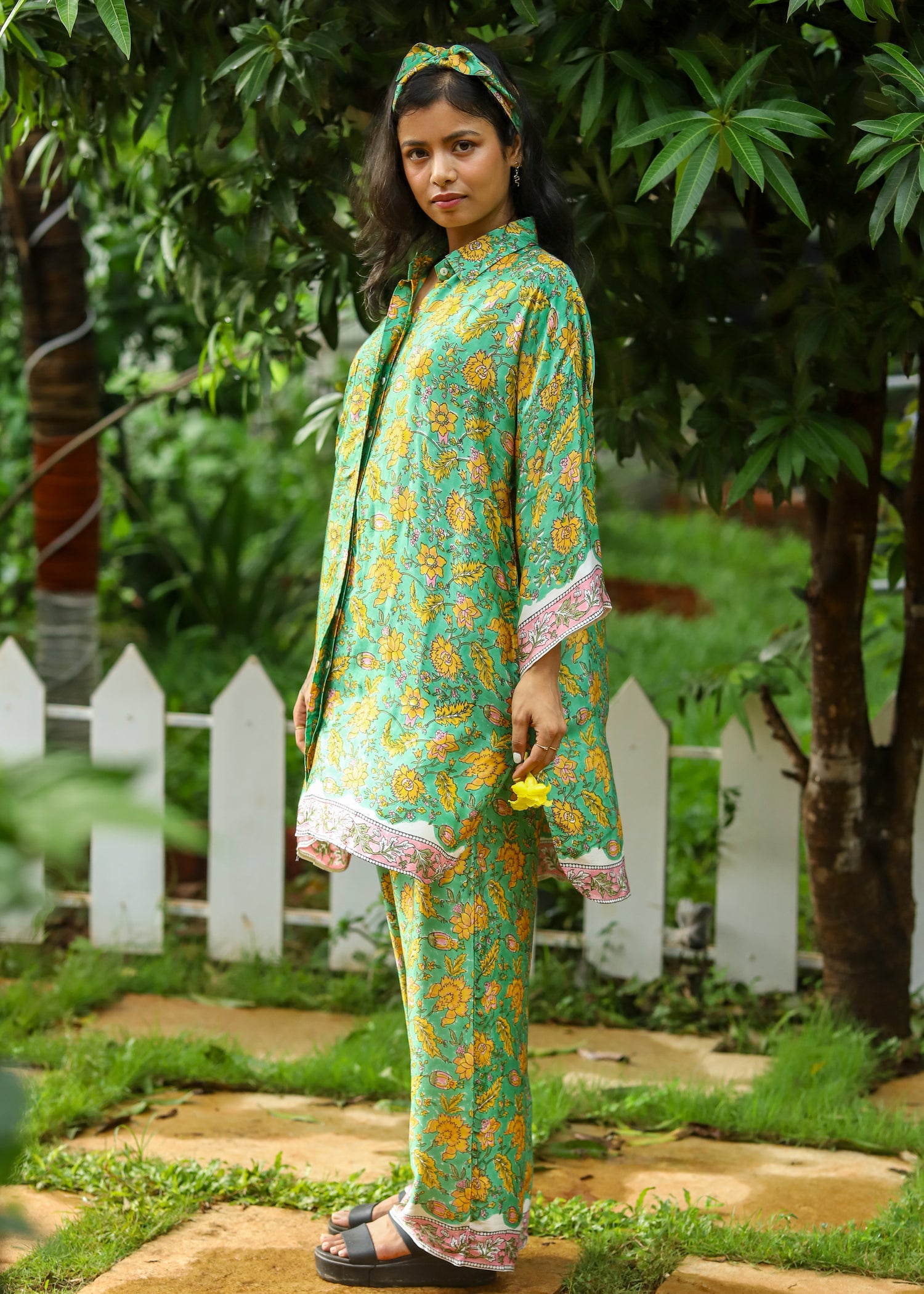 Set of 2 - Ruya Modal Tunic Shirt and Palazzos with Headband