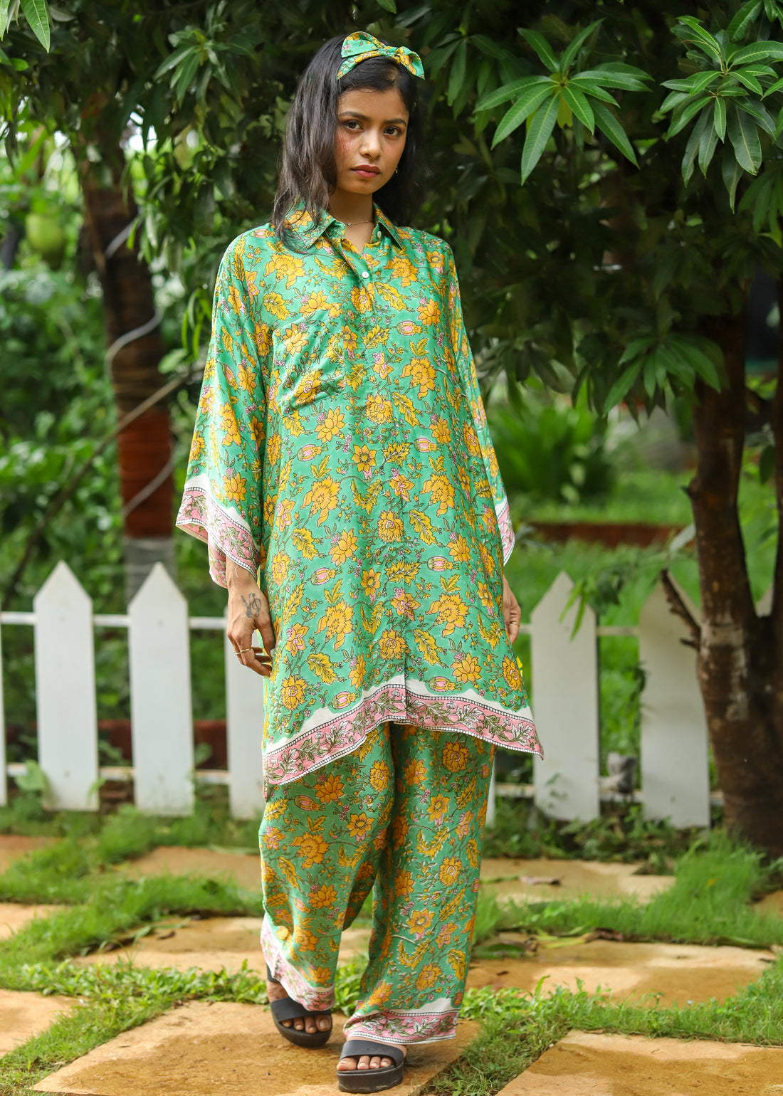 Set of 2 - Ruya Modal Tunic Shirt and Palazzos with Headband