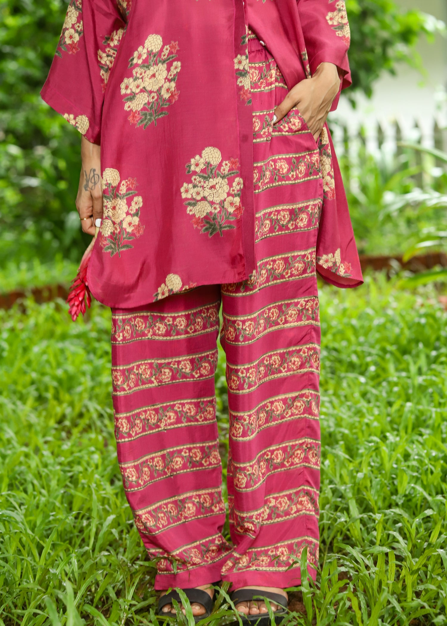 Set of 2 - Noor Modal Tunic Shirt and Palazzos with Headband