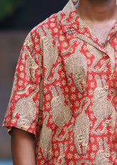 "Sher handblock printed unisex shirt with intricate floral motifs, made from breathable cotton fabric, perfect for casual and festive wear by CULTURE KRAFT."