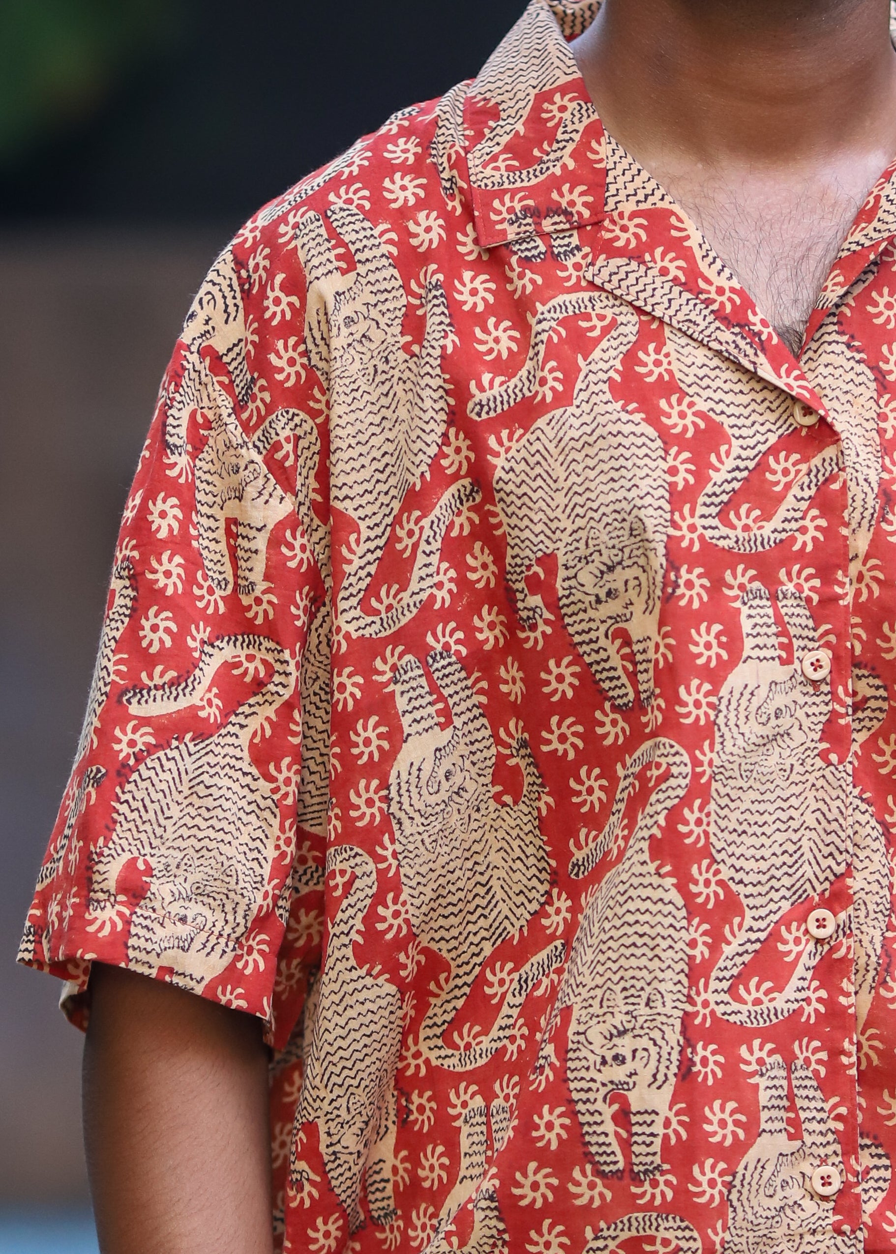 &quot;Sher handblock printed unisex shirt with intricate floral motifs, made from breathable cotton fabric, perfect for casual and festive wear by CULTURE KRAFT.&quot;