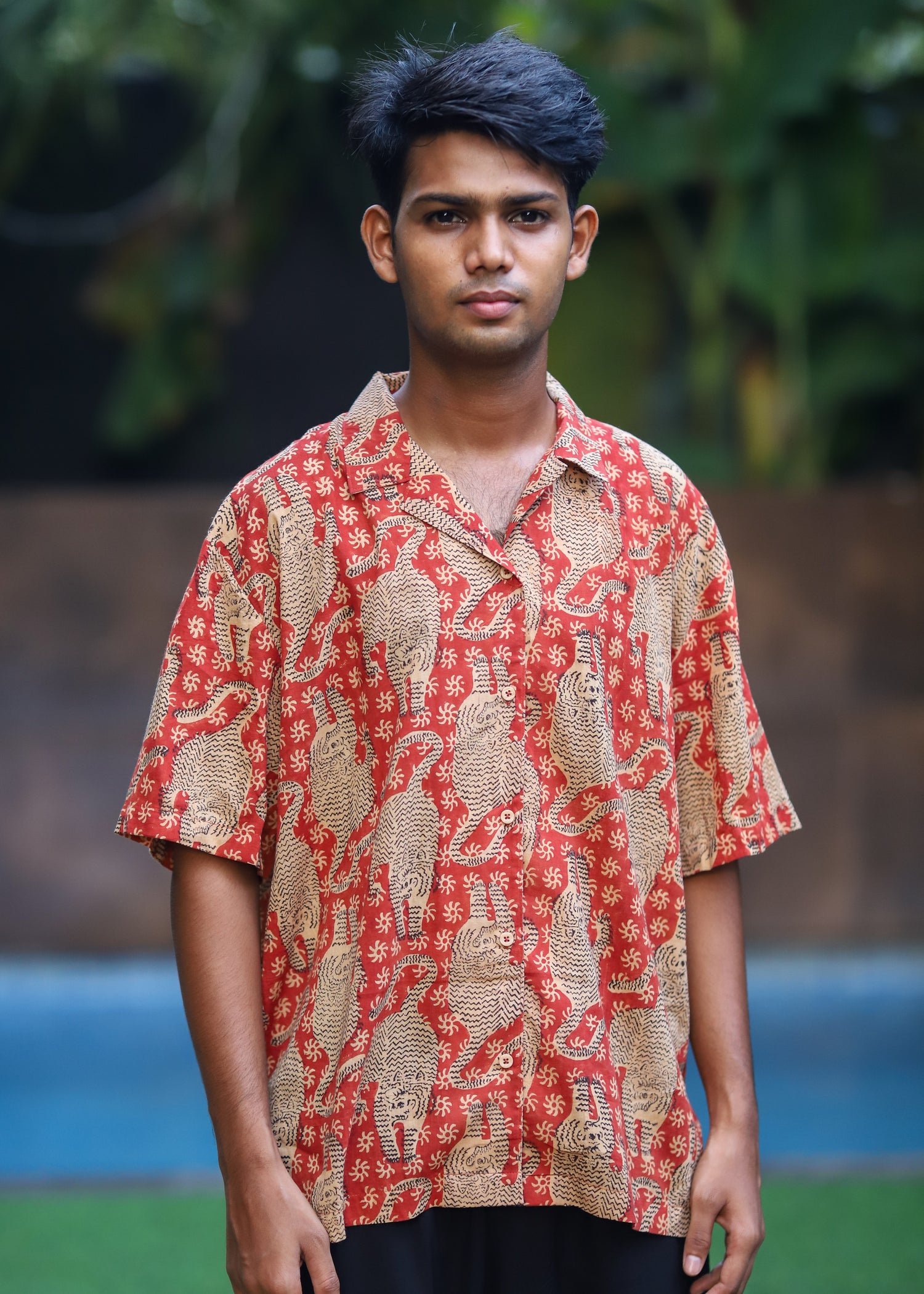 &quot;Sher handblock printed unisex shirt with intricate floral motifs, made from breathable cotton fabric, perfect for casual and festive wear by CULTURE KRAFT.&quot;