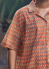 “Umang handblock printed unisex shirt with traditional Indian motifs, lightweight and breathable fabric, perfect for casual wear by CULTURE KRAFT.”