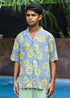 "Kamal handblock printed unisex shirt with floral motifs, crafted in soft cotton, versatile casual wear by CULTURE KRAFT."