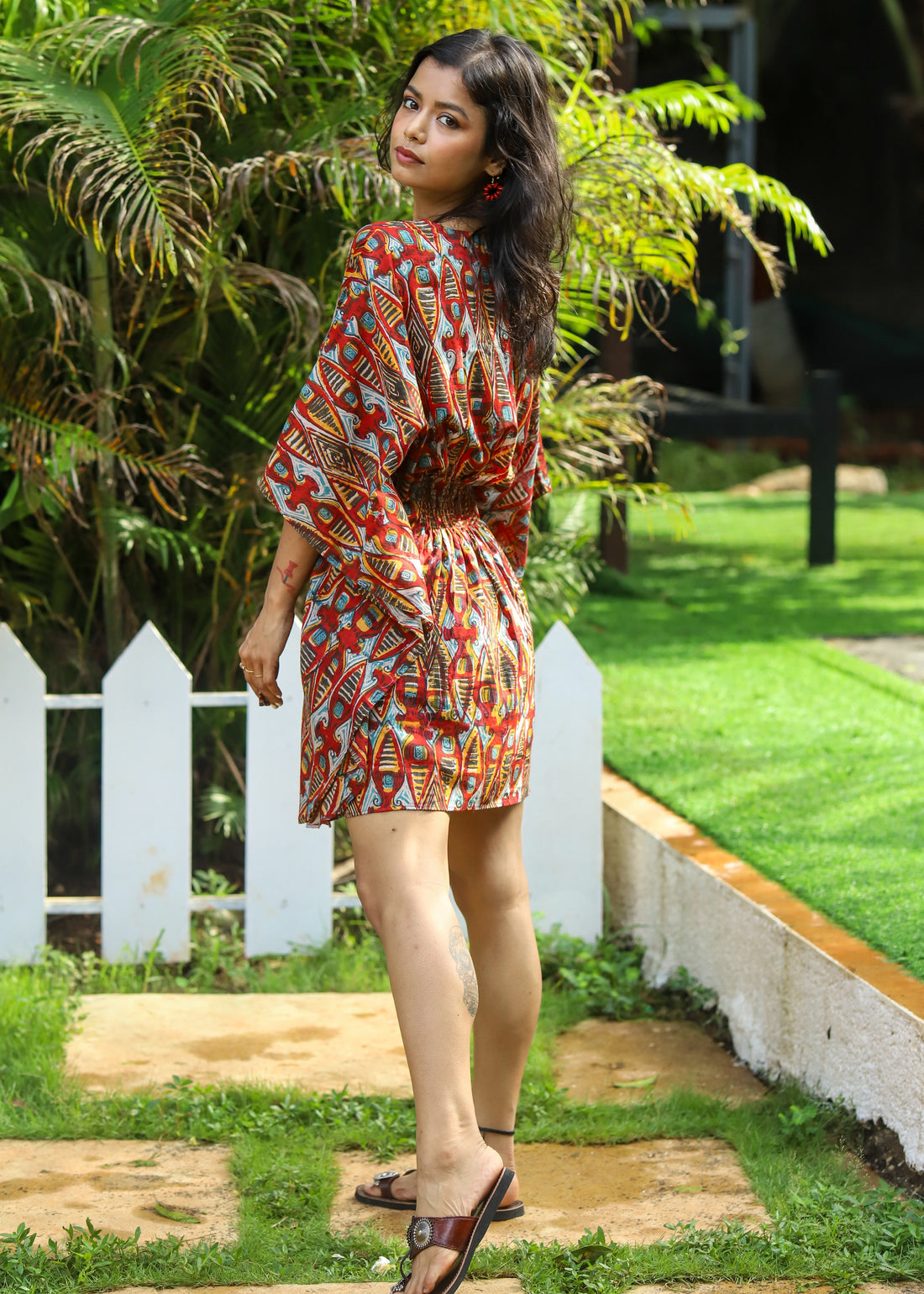 Almas Handblock Printed Short Kaftan Dress