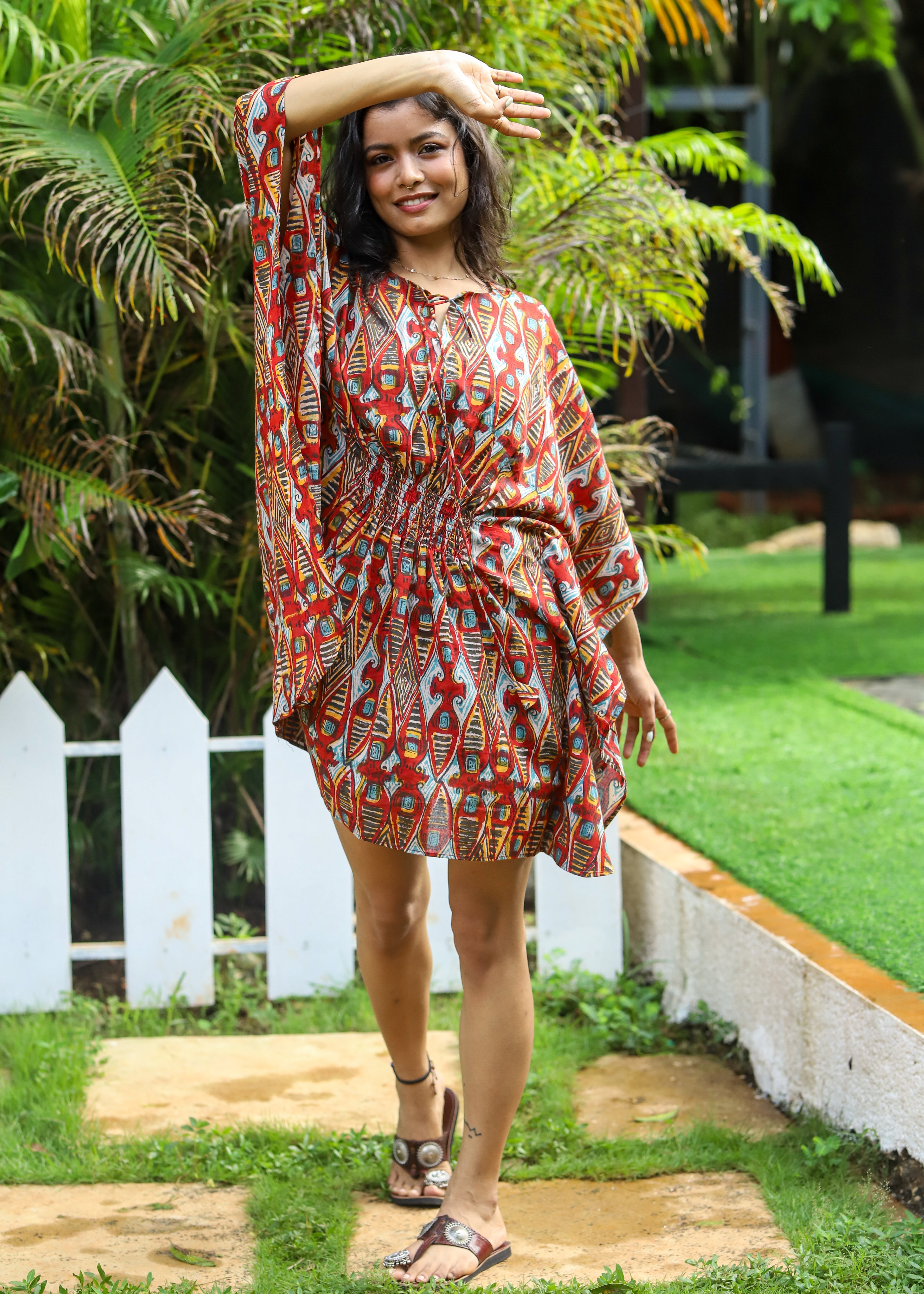 Almas Handblock Printed Short Kaftan Dress