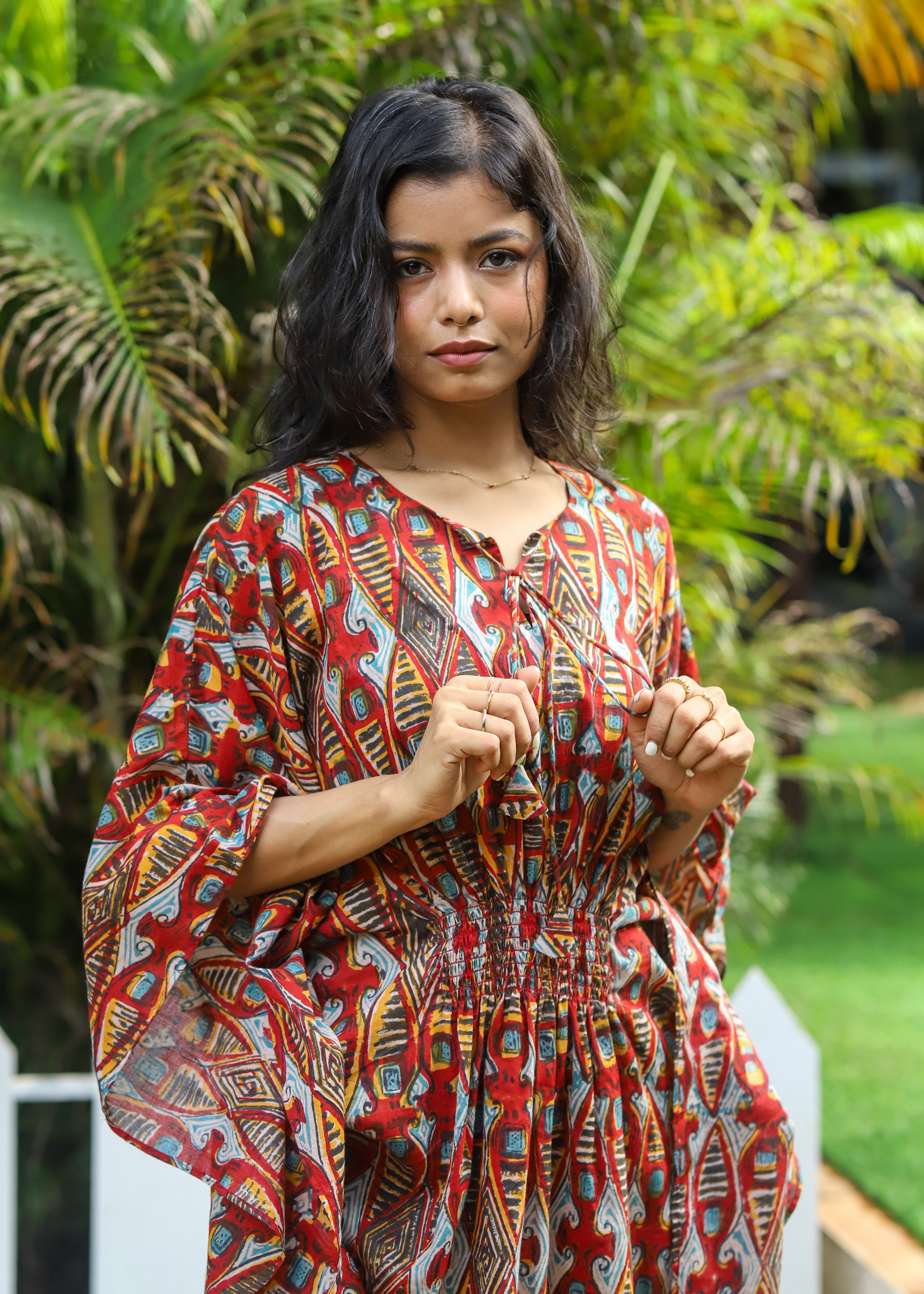 Almas Handblock Printed Short Kaftan Dress