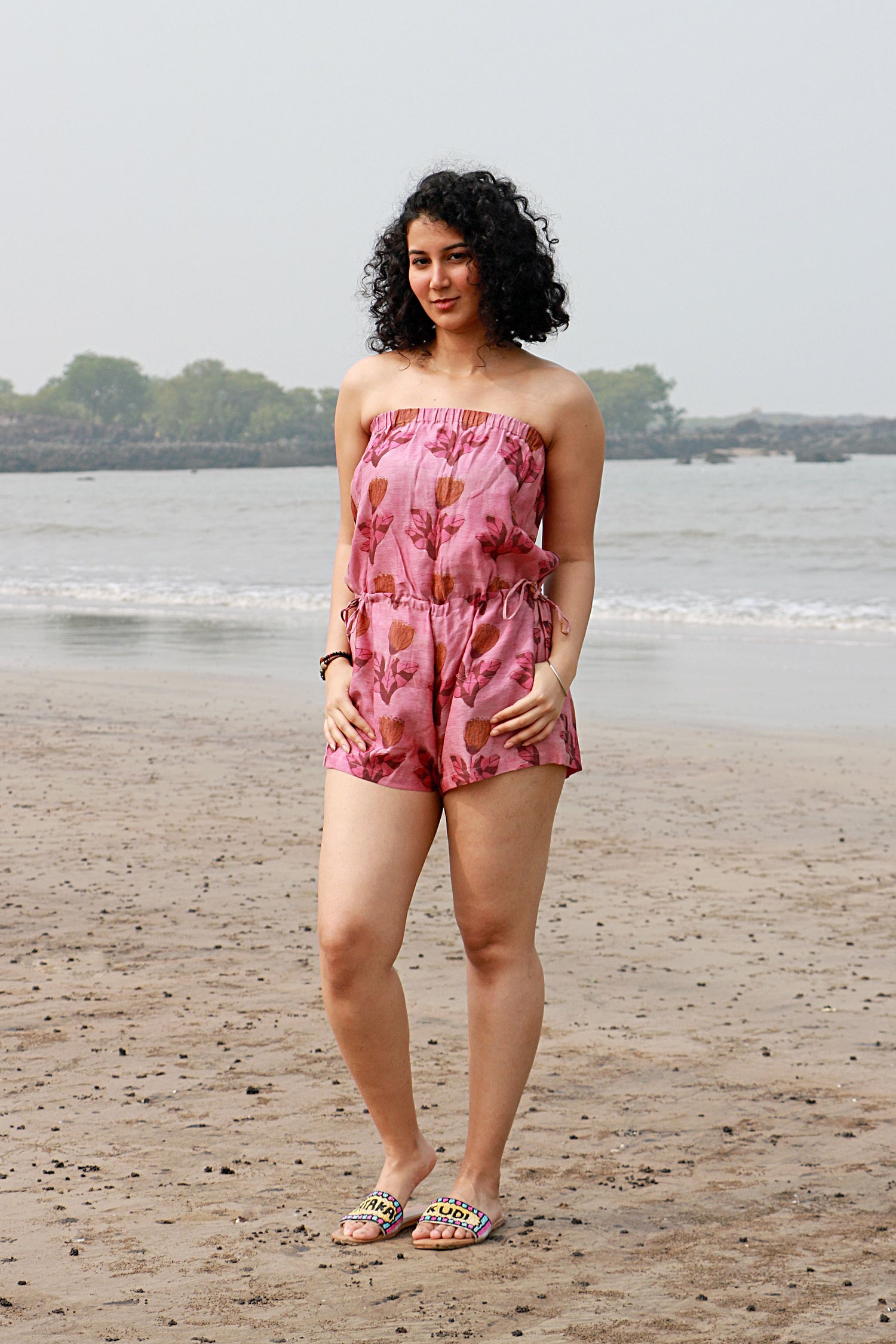 Rihla Ajrakh Print Silk Beach Playsuit