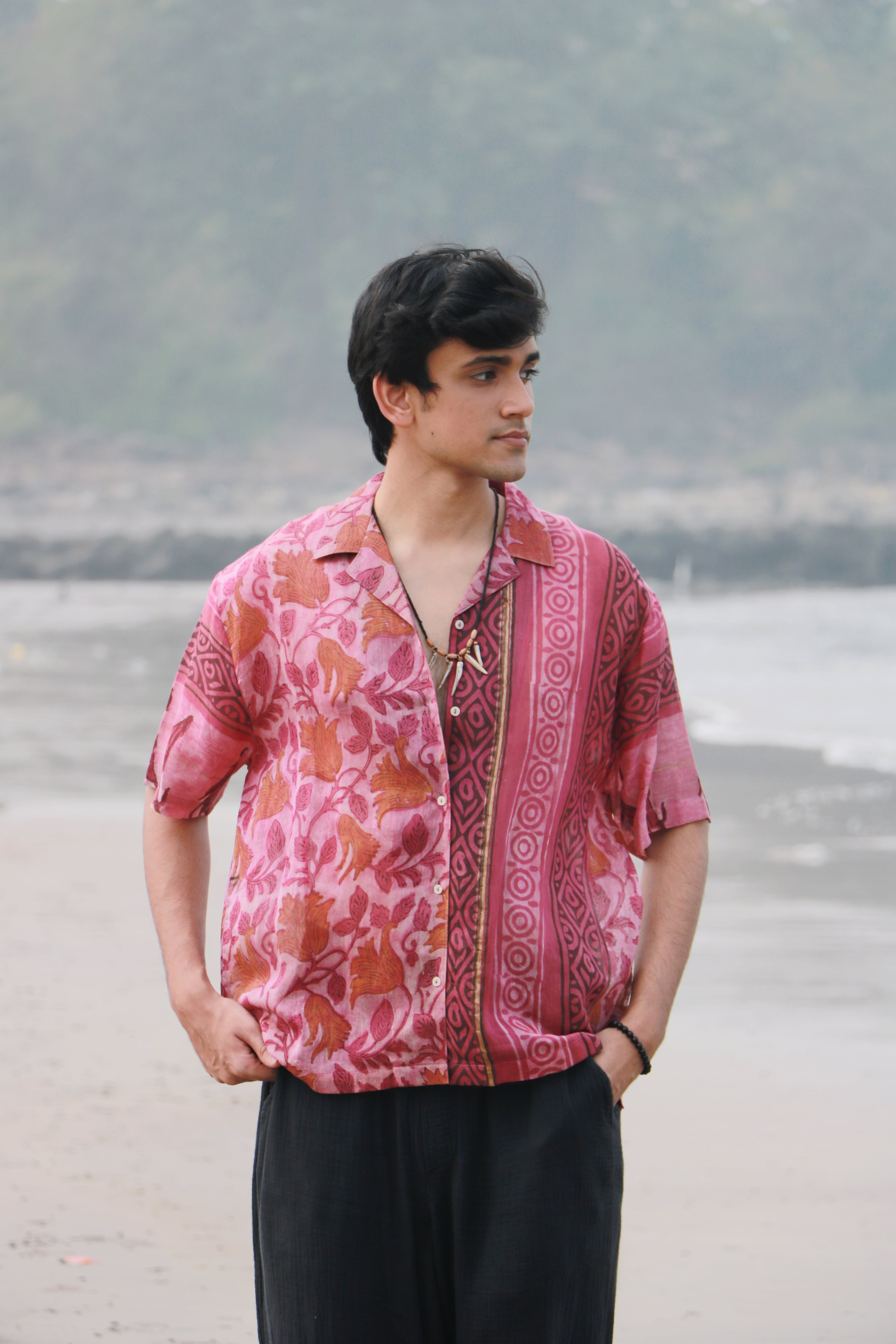 Sehba Ajrakh Print Silk Unisex Shirt