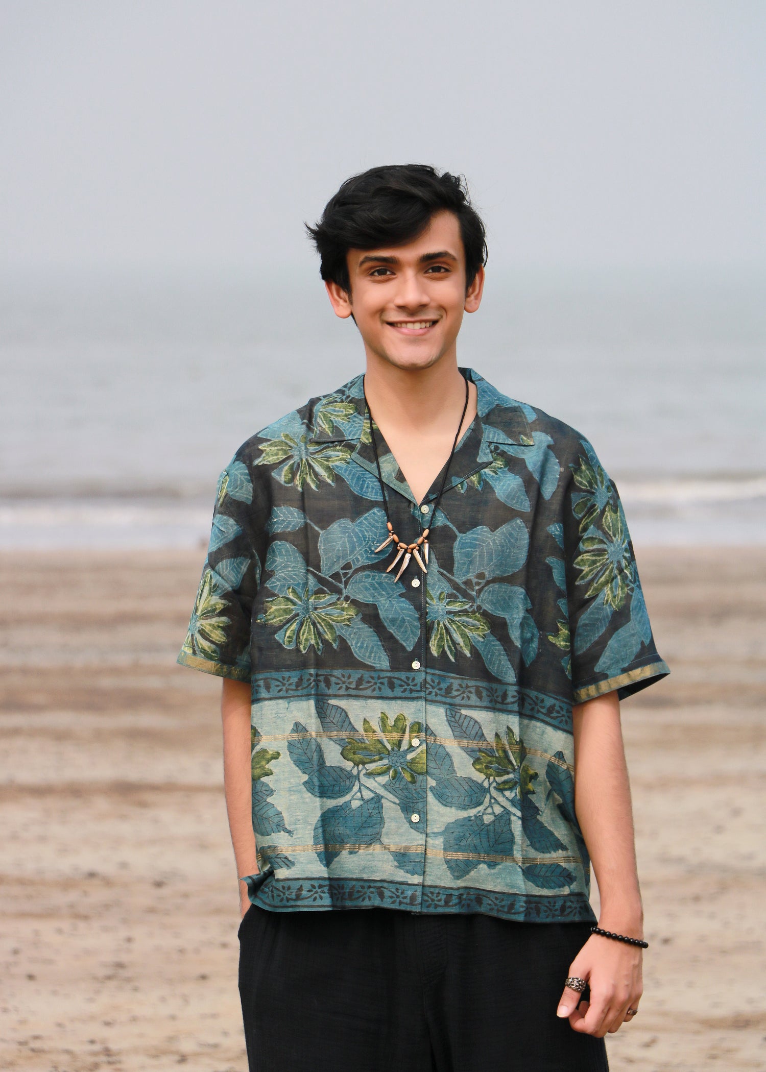 Bayar Ajrakh Print Silk Unisex Shirt