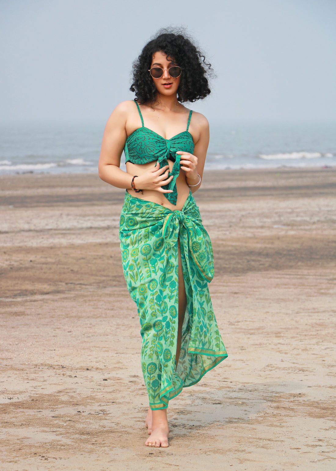 Zefir Ajrakh Print Silk Bra Top &amp; Sarong