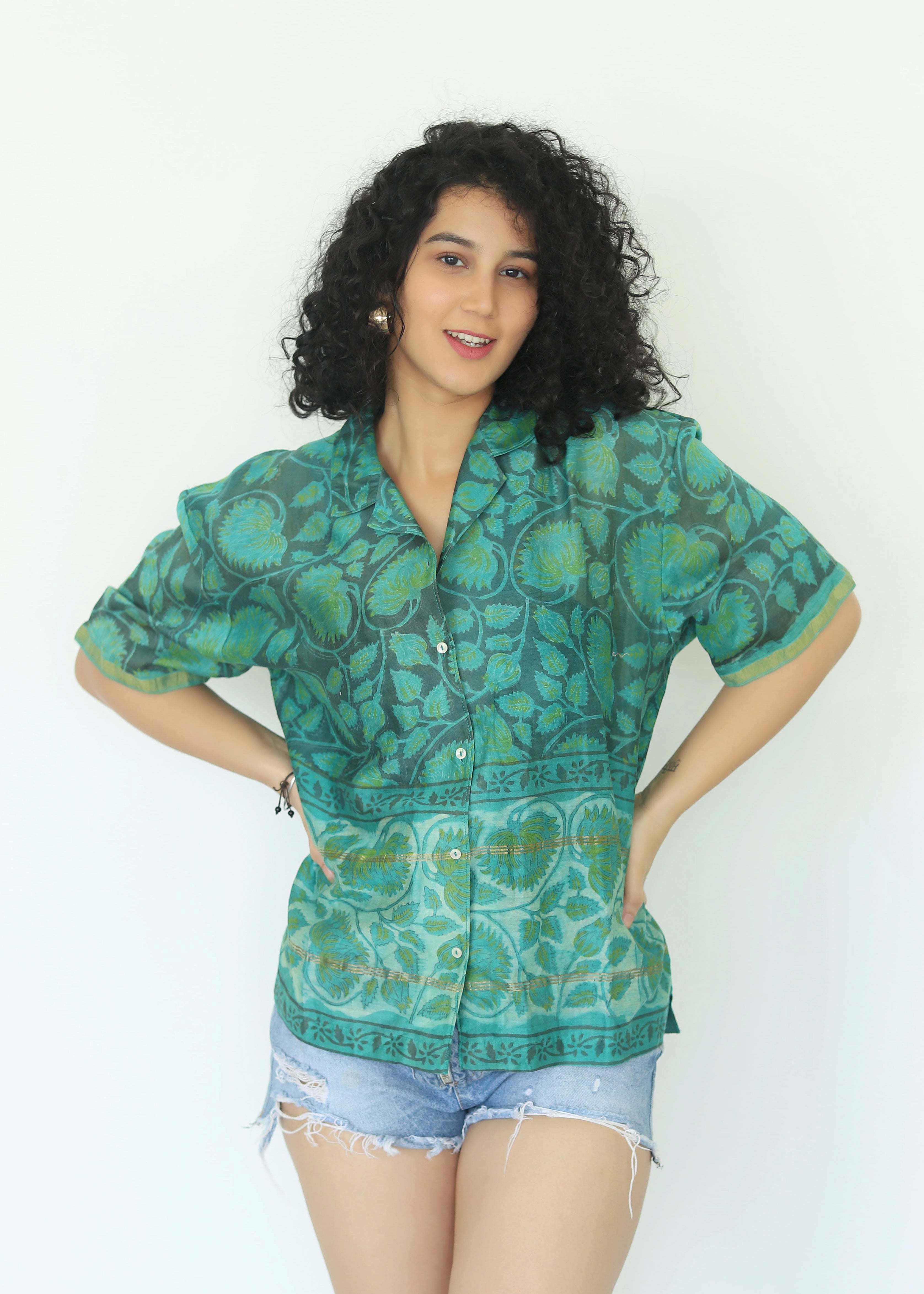 Maaseh Ajrakh Print Silk Unisex Shirt