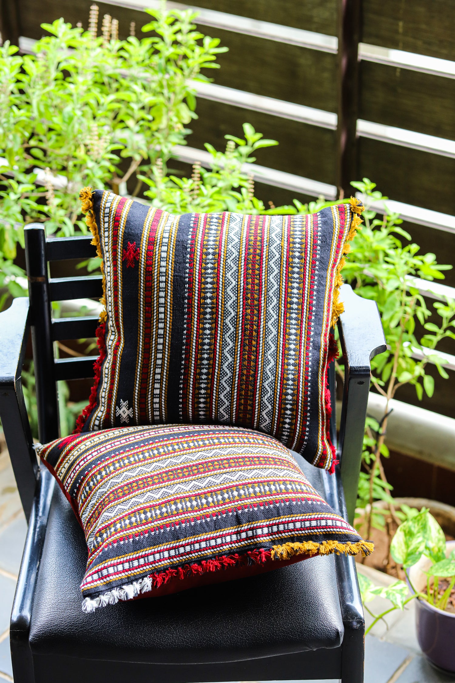 &quot;ALANKAR Handloom Jacquard Cushion Cover, 16x16 inches, featuring intricate jacquard patterns in rich colors, crafted from high-quality fabric for a luxurious and stylish home décor accent.&quot;