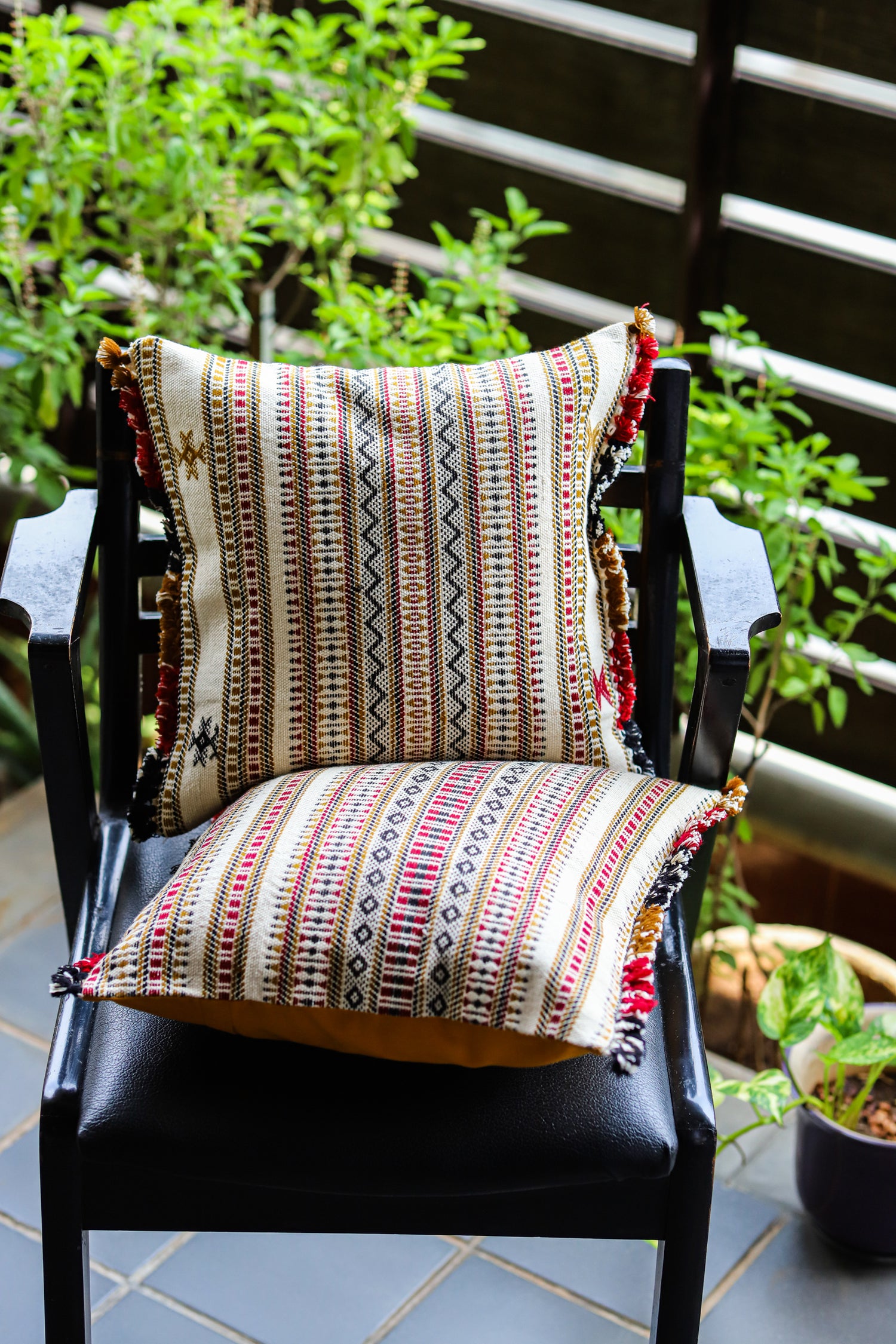 &quot;ALANKAR Handloom Jacquard Cushion Cover, 16x16 inches, featuring intricate jacquard patterns in rich colors, crafted from high-quality fabric for a luxurious and stylish home décor accent.&quot;