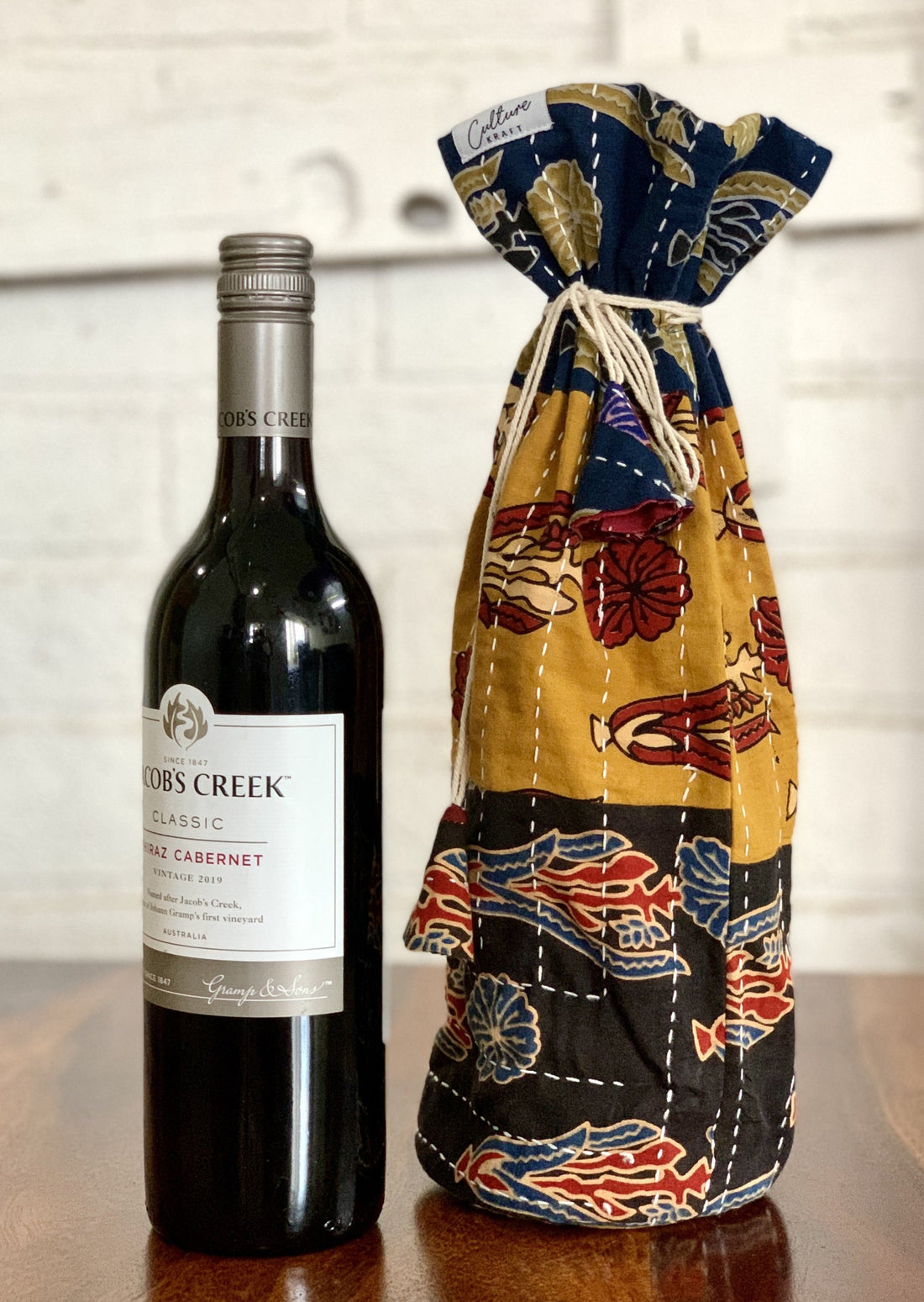 SOSAN - Ajrakh Blockprinted Wine Bag