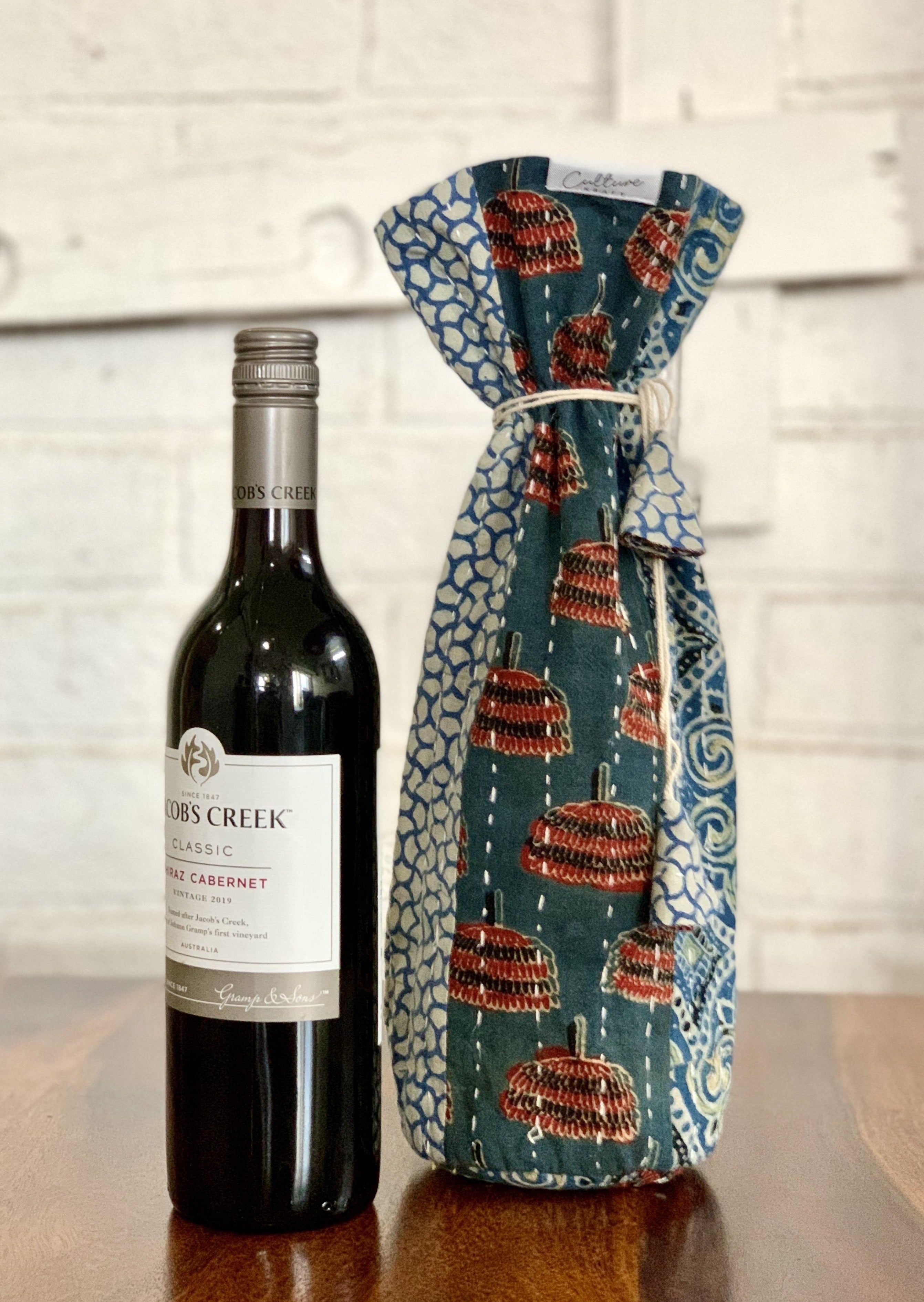 JHUMAR - Ajrakh Blockprinted Wine Bag