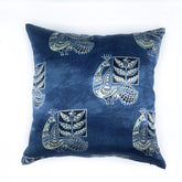 Mayur Ajrakh block printed Mashru cushion cover available in sizes 16x16, 18x18, and 24x24, featuring intricate traditional patterns on luxurious fabric