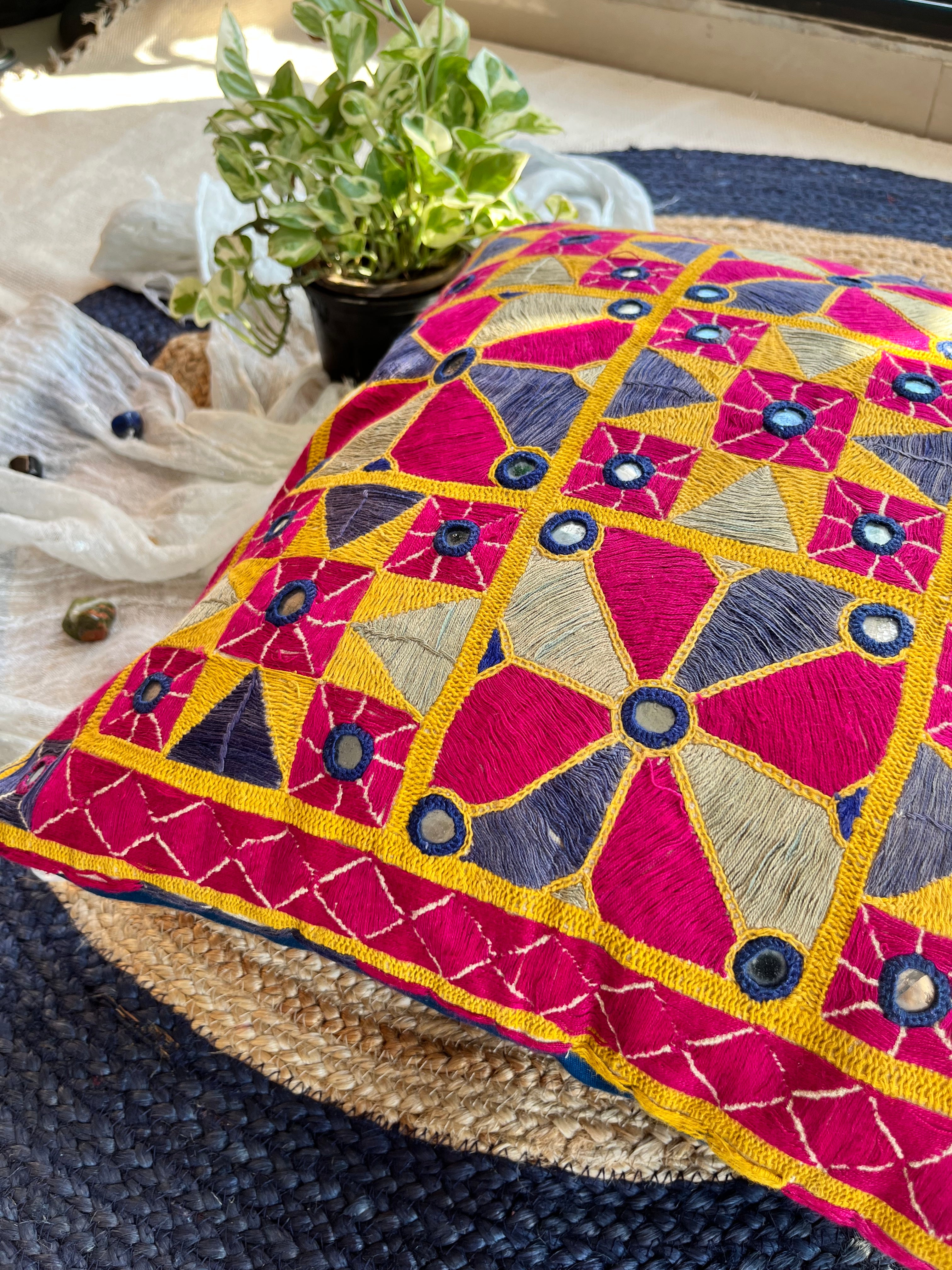 BHADRA - Vintage Kutch Embroidery Cushion Cover (18x18)